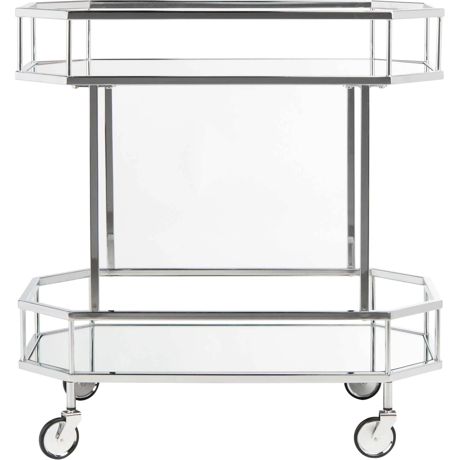 Sincere 2 Tier Octagon Bar Cart Silver/Mirror - Image 2