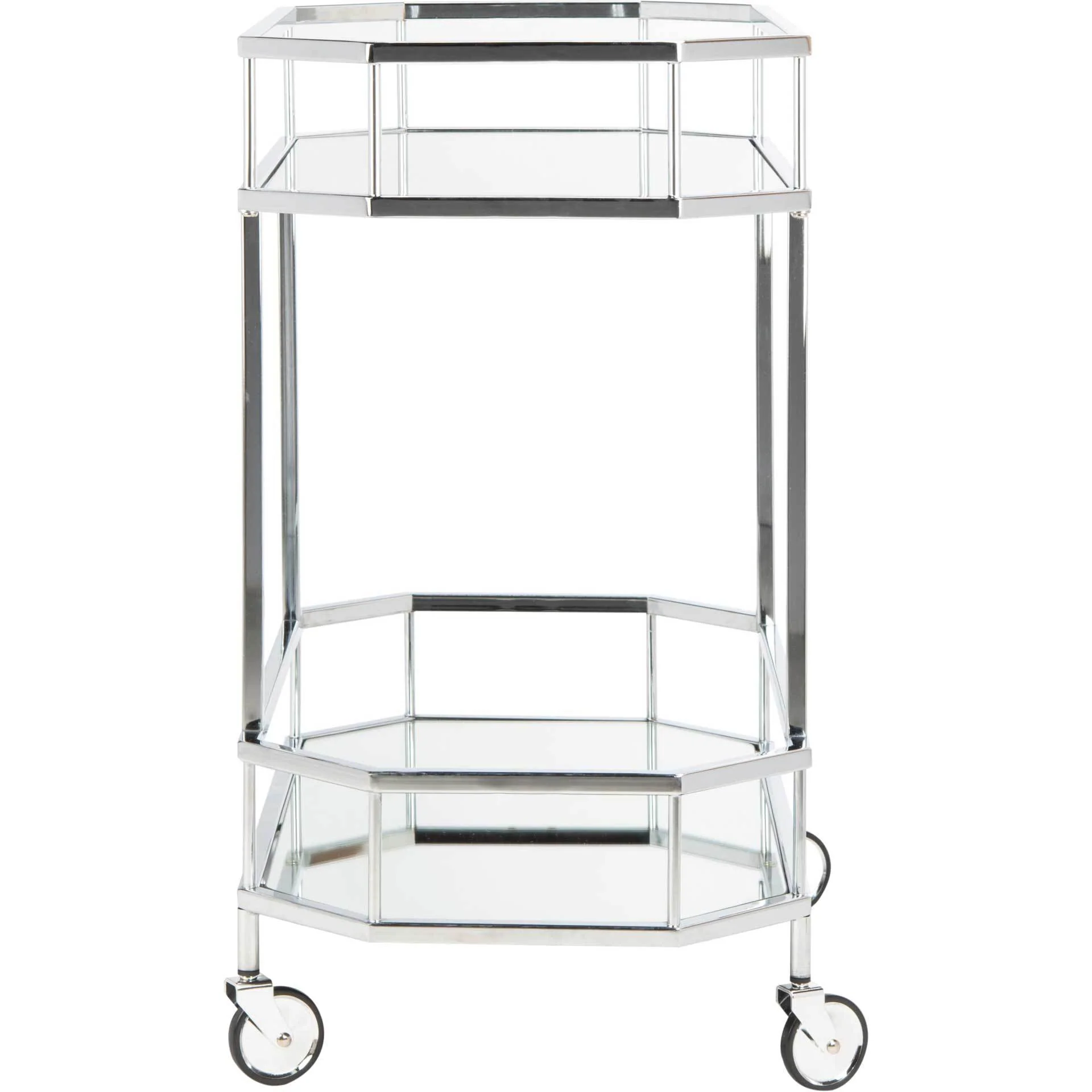 Sincere 2 Tier Octagon Bar Cart Silver/Mirror - Image 3