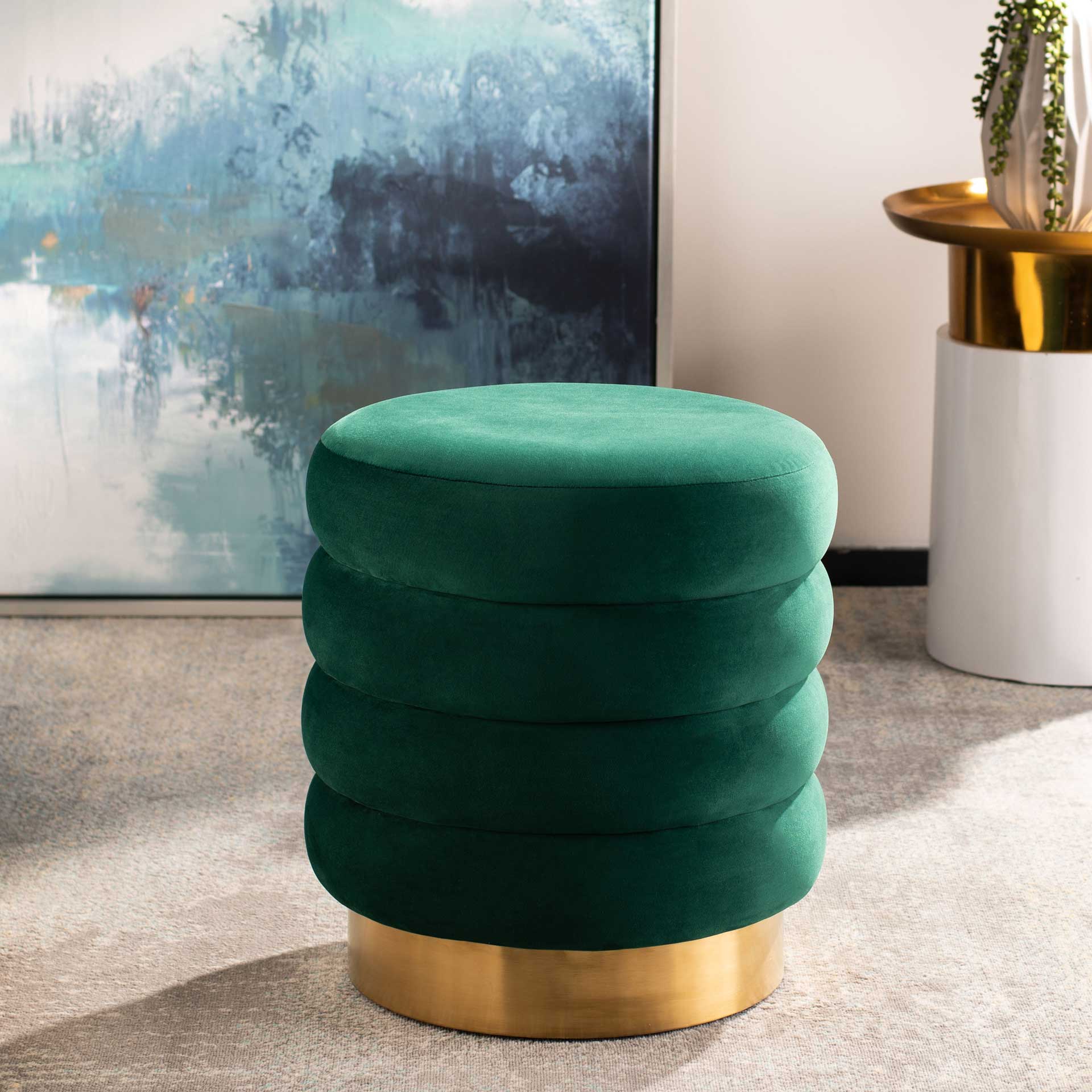 Skeat Gold Base Ottoman Emerald - Image 6