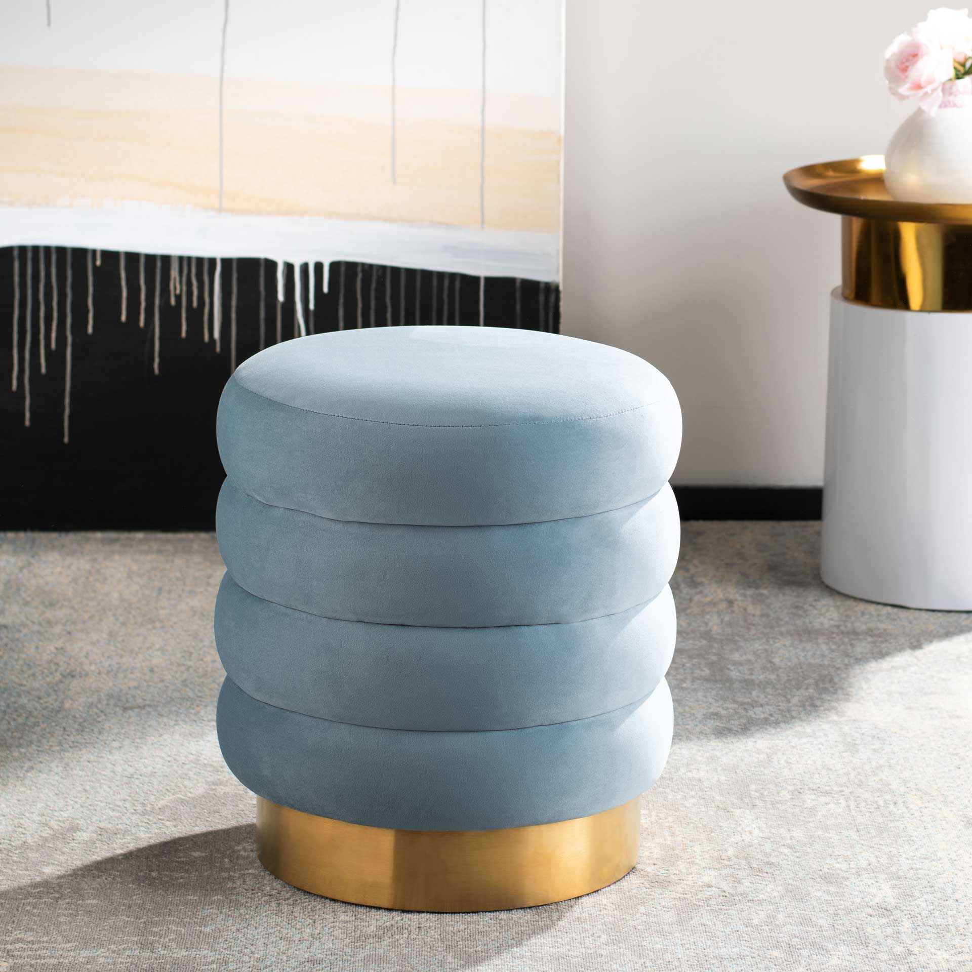 Skeat Gold Base Ottoman Light Blue - Image 6