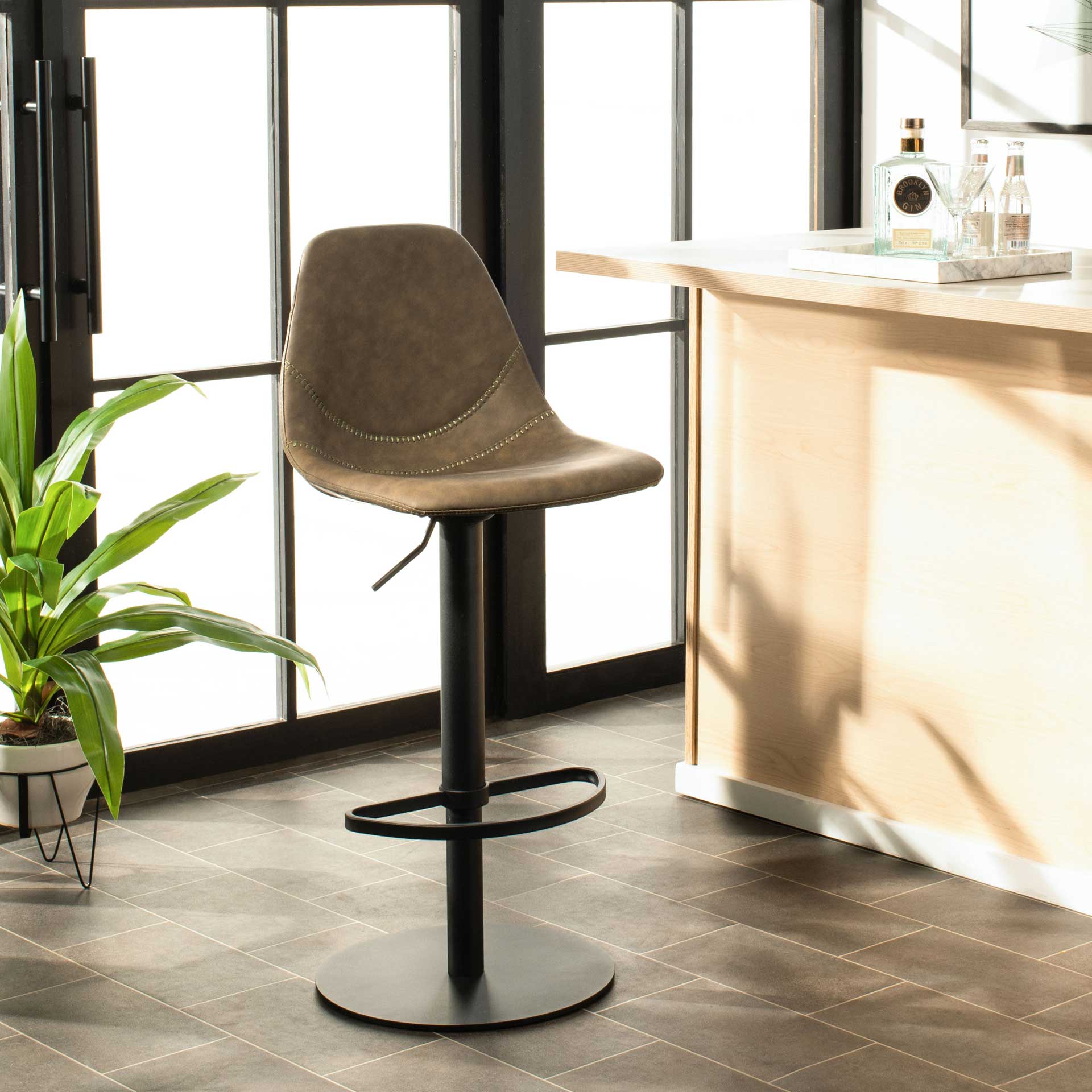 Skye Adjustable Swivel Bar Stool Olive - Image 6