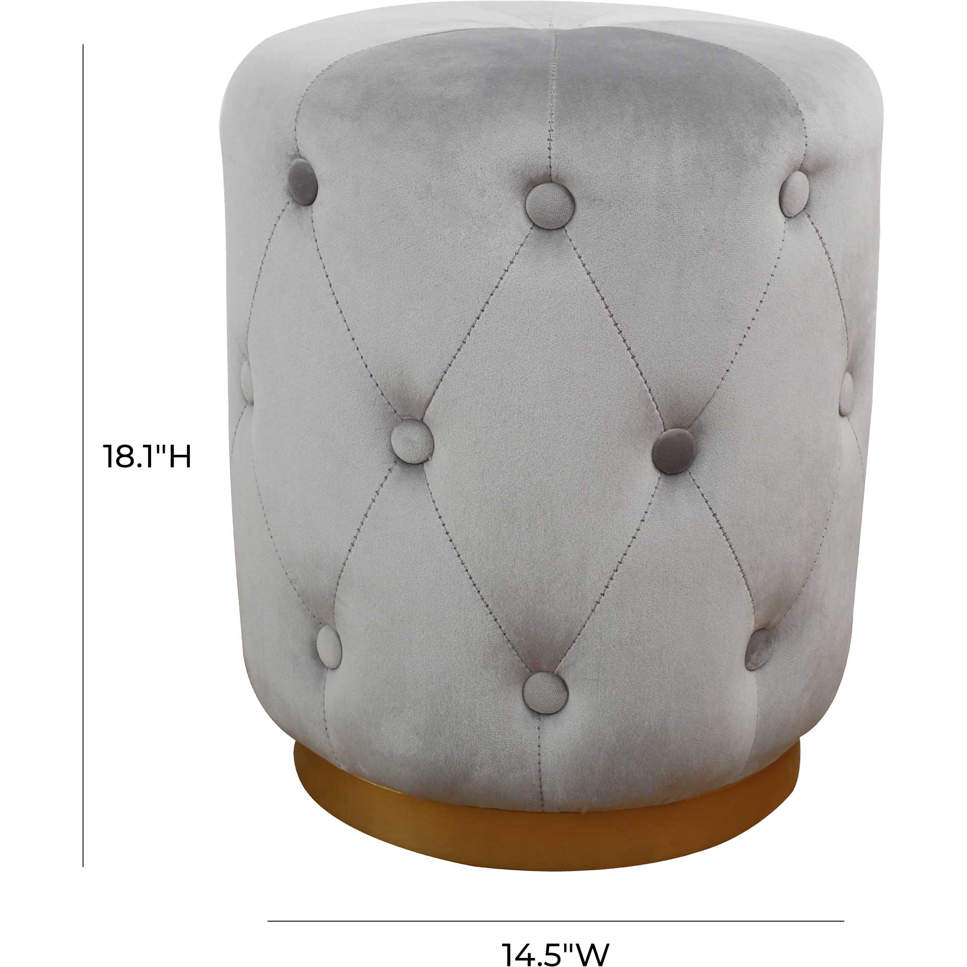 Skye Velvet Ottoman Gray - Image 3