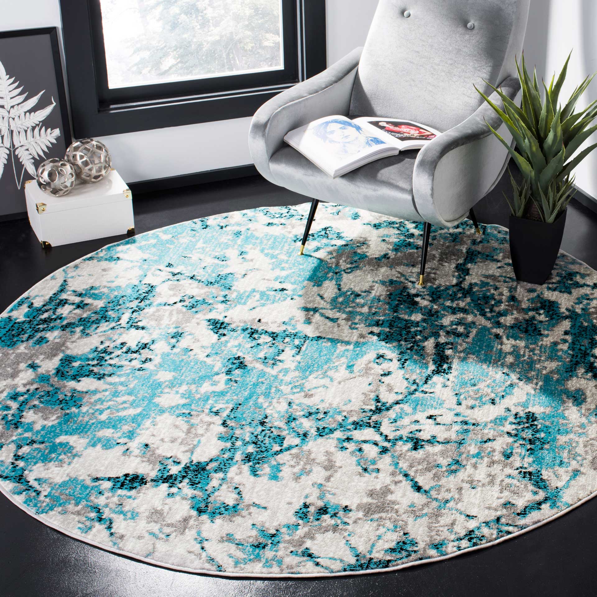 Skyler Blue/Ivory Round Rug - Image 3