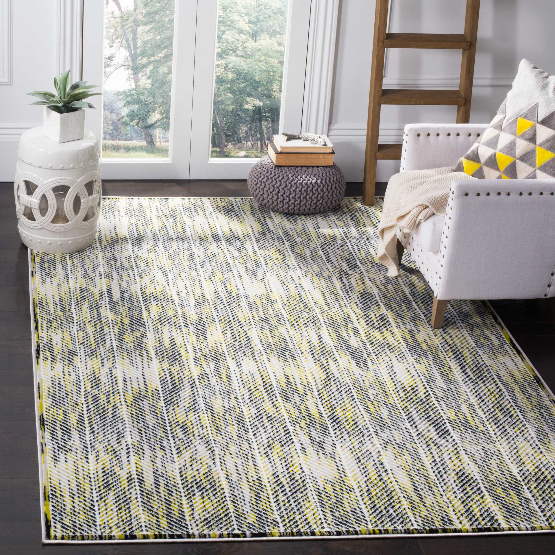 Skyler Chevron Gray/Green Area Rug - Image 4