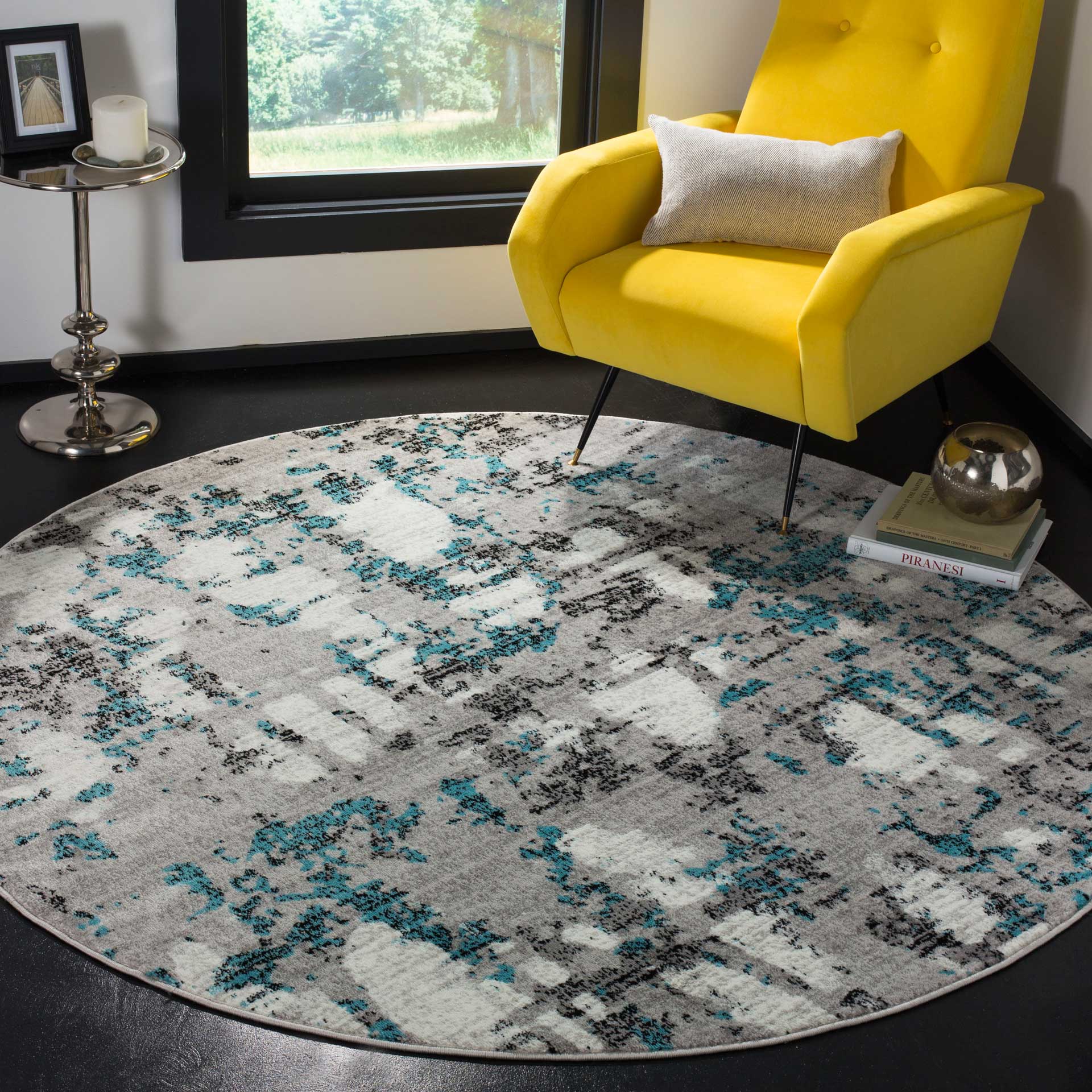 Skyler Gray/Blue Round Rug - Image 3
