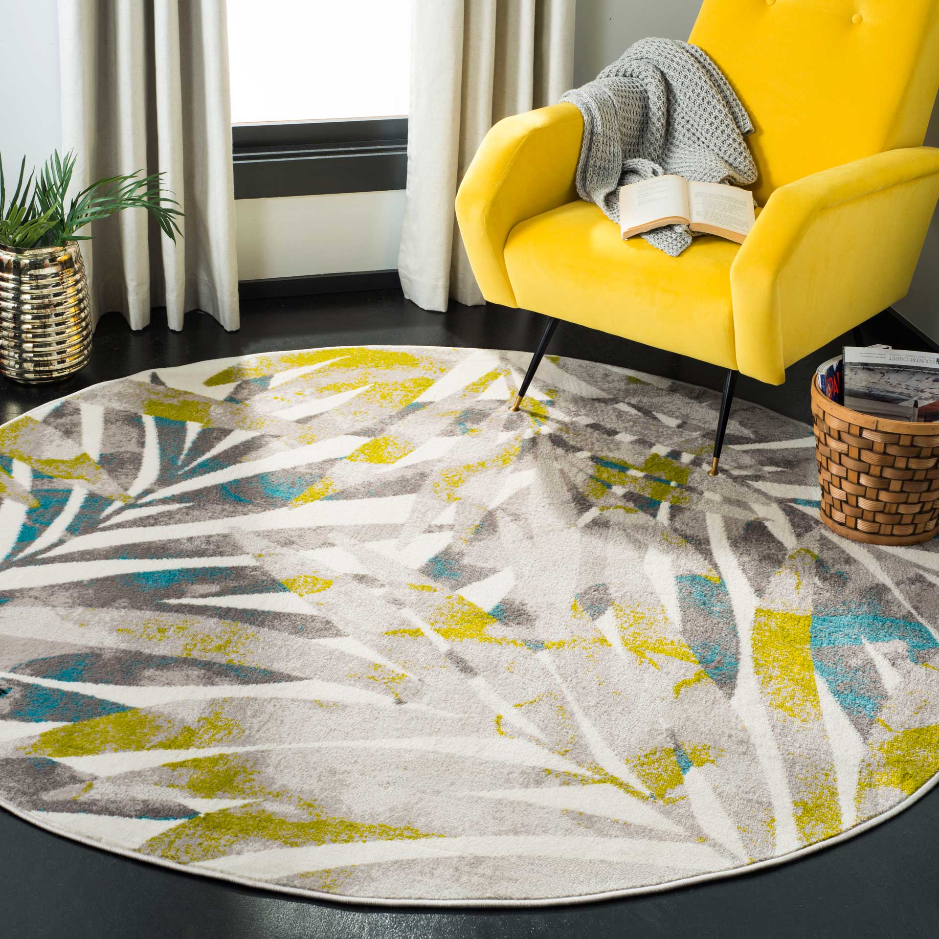 Skyler Gray/Green/Blue Round Rug - Image 3