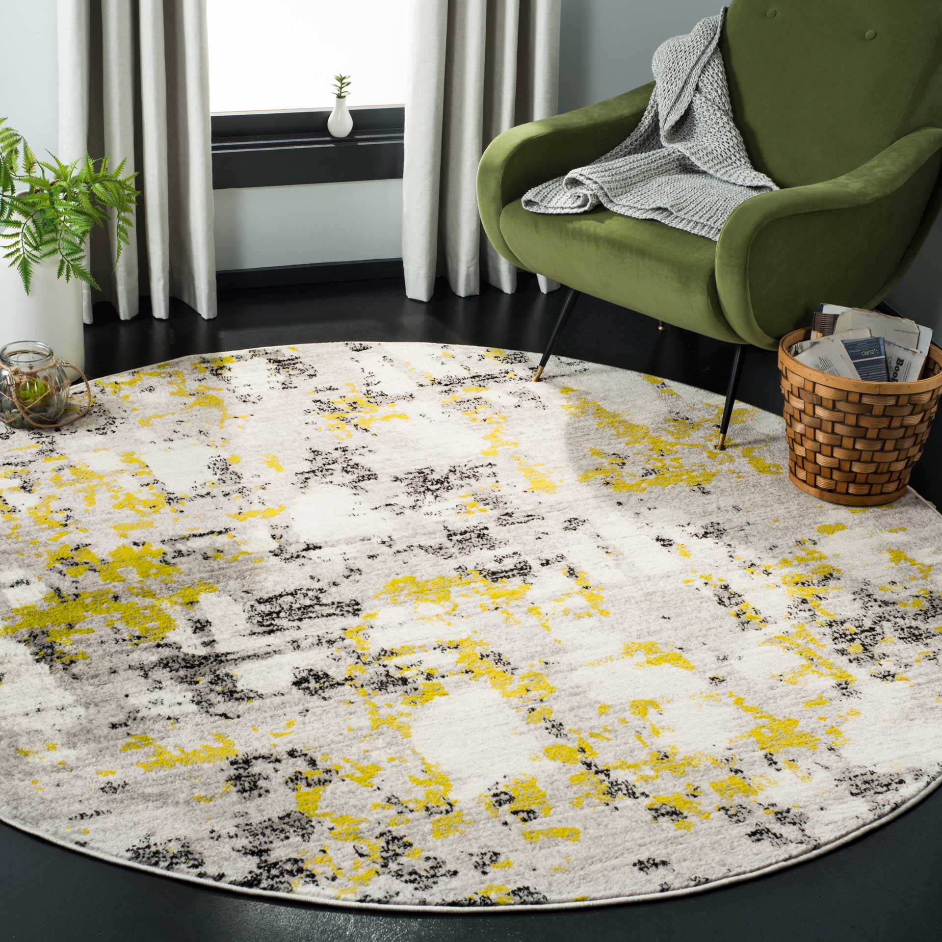 Skyler Gray/Green Round Rug - Image 3