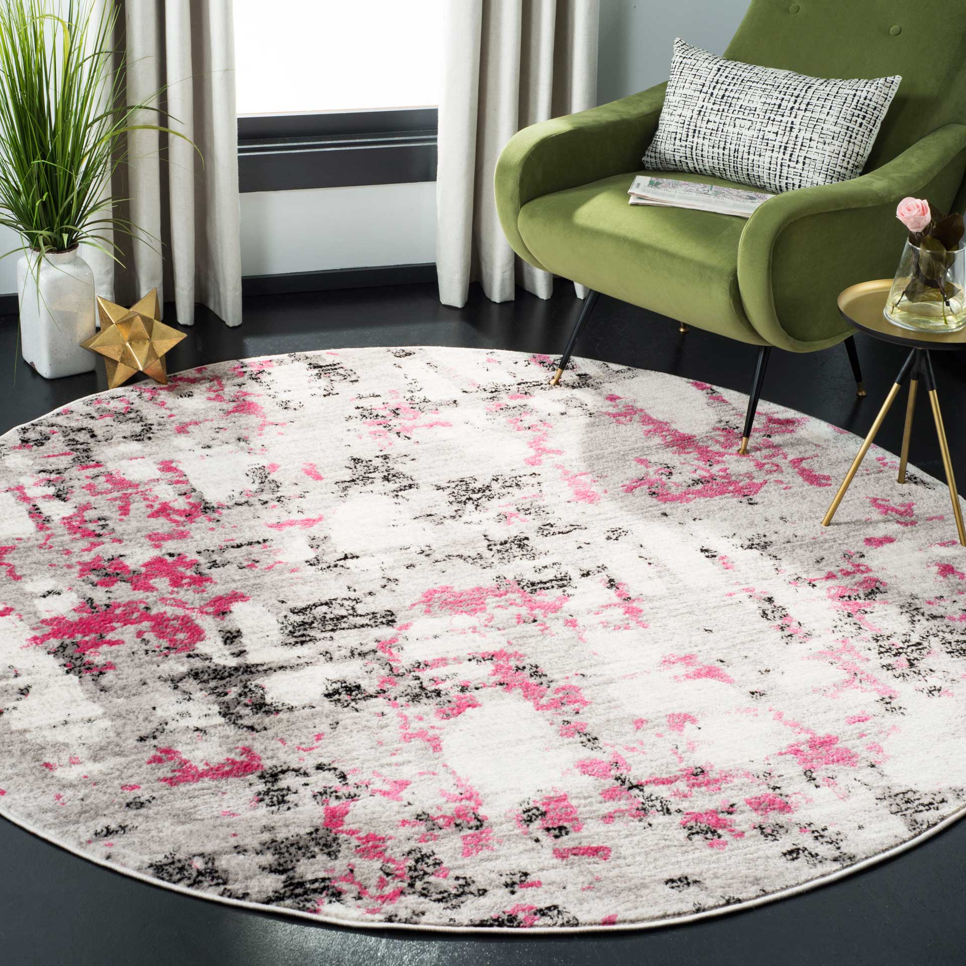 Skyler Gray/Pink Round Rug - Image 3