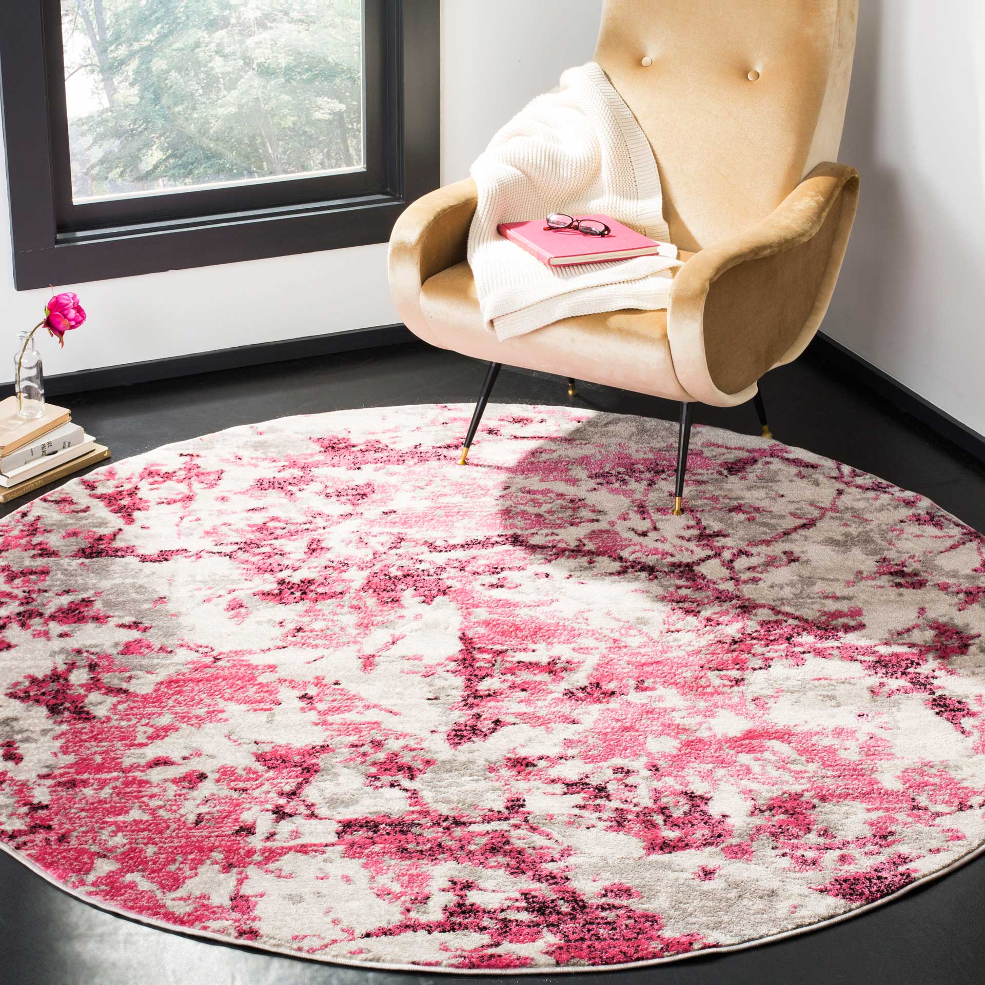 Skyler Pink/Ivory Round Rug - Image 3