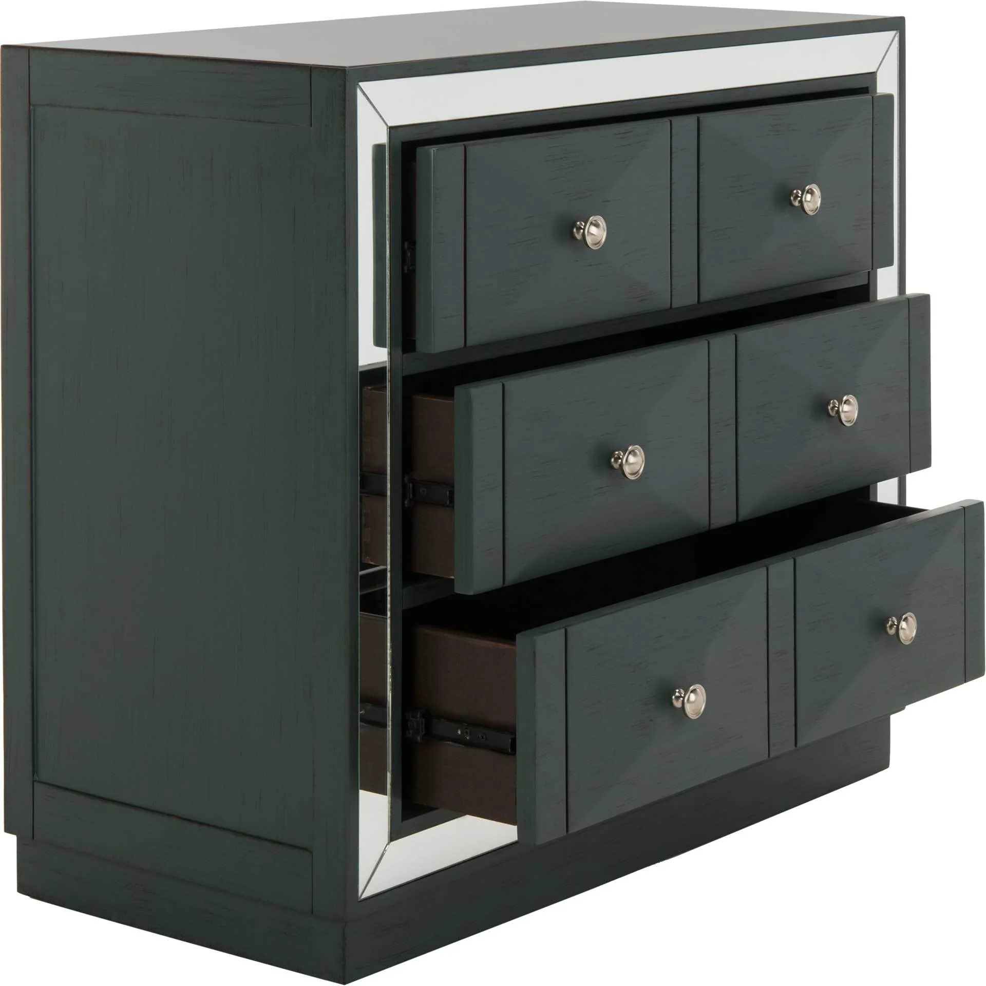 Slade 3 Drawer Chest Steel Teal/Nickel/Mirror - Image 3