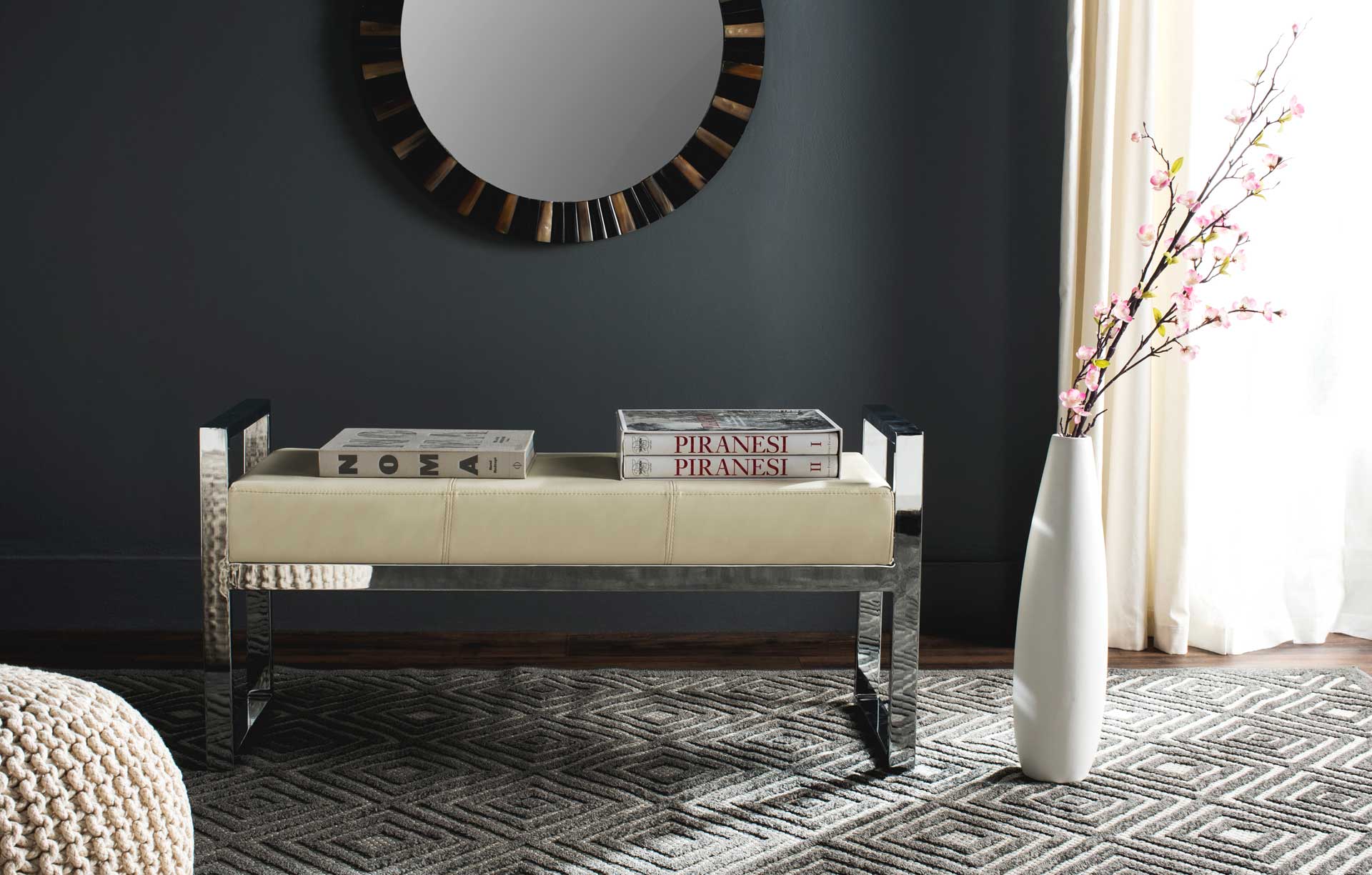 Sloan Bench Creme/Chrome - Image 4