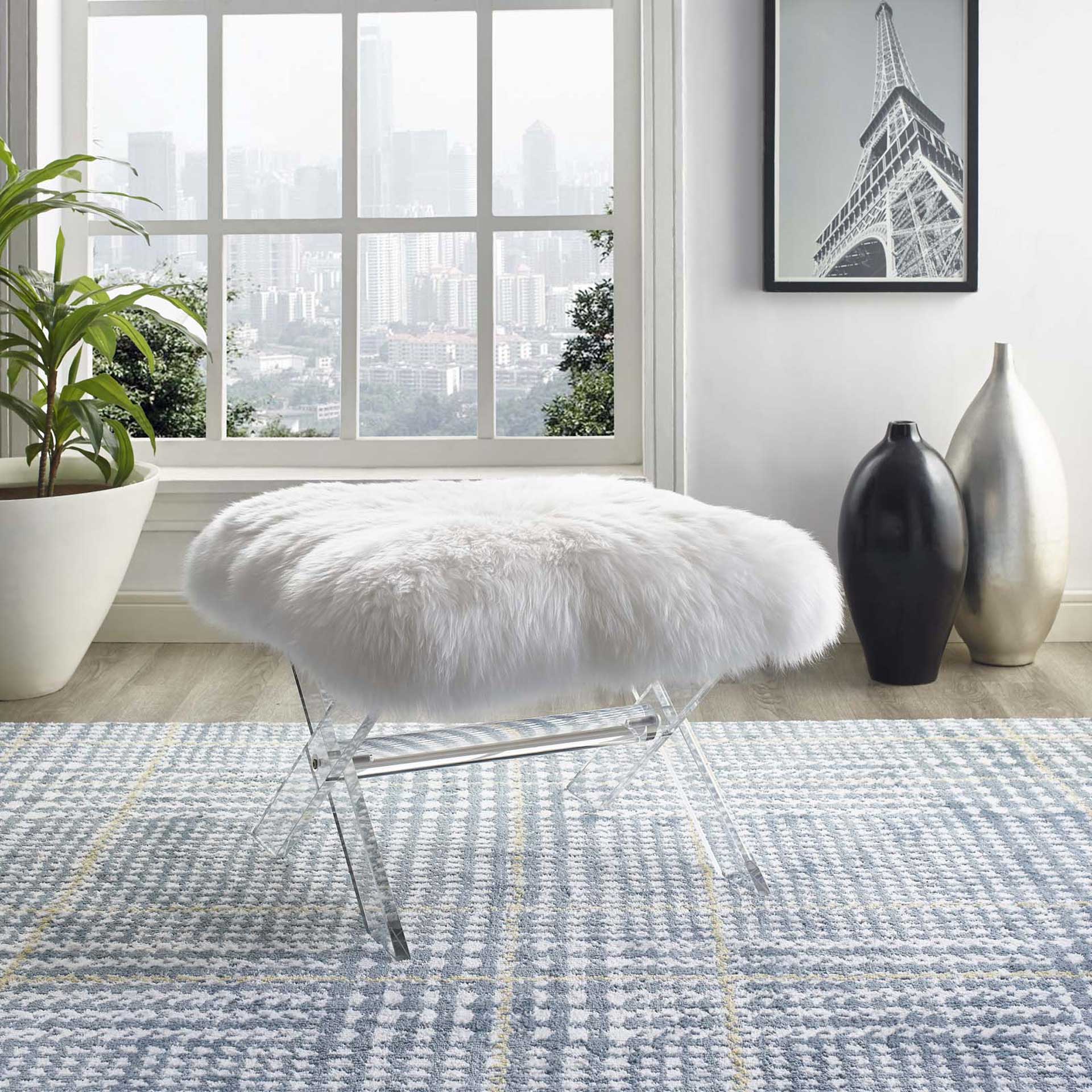 Sloan Sheepskin Bench Clear White - Image 4