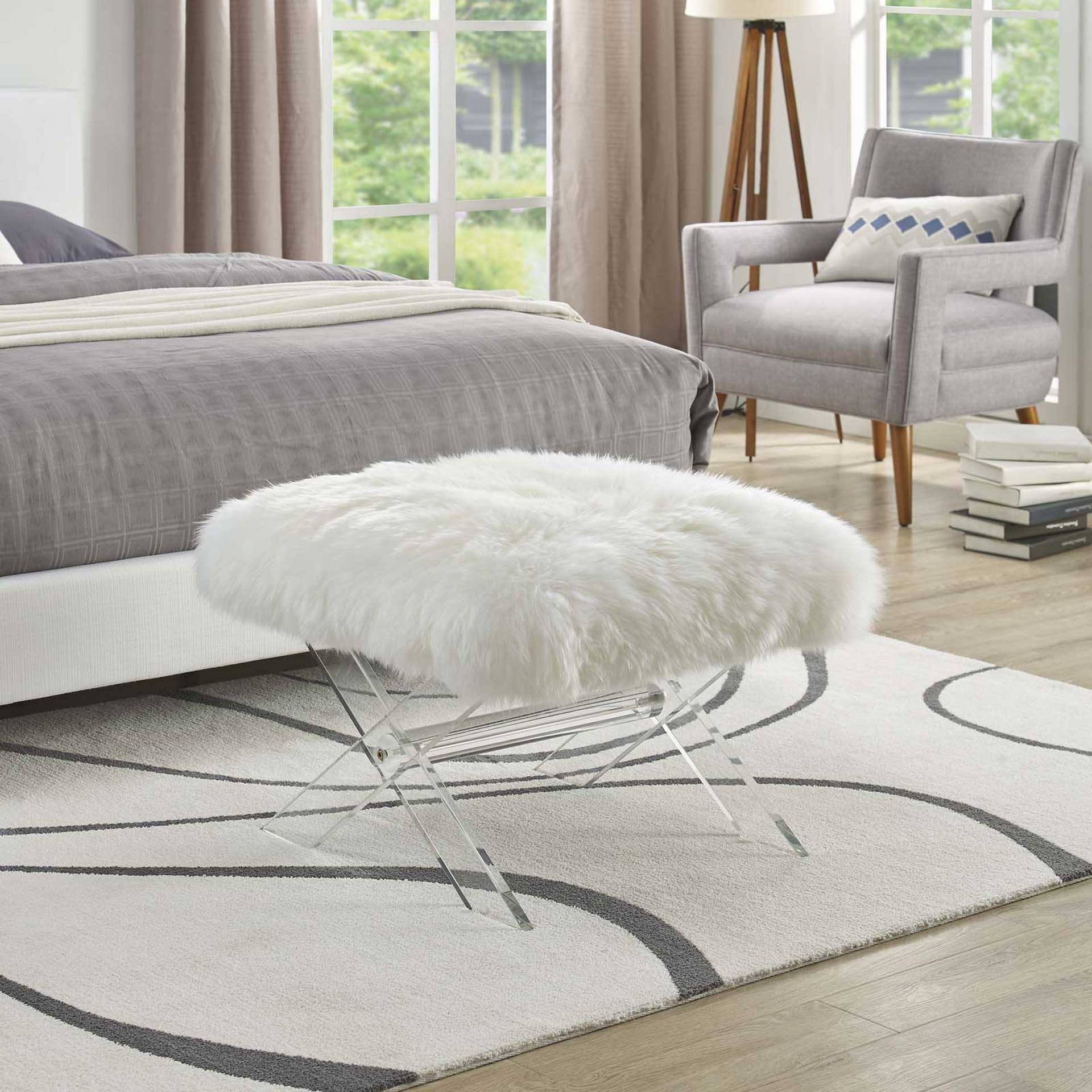 Sloan Sheepskin Bench Clear White - Image 5