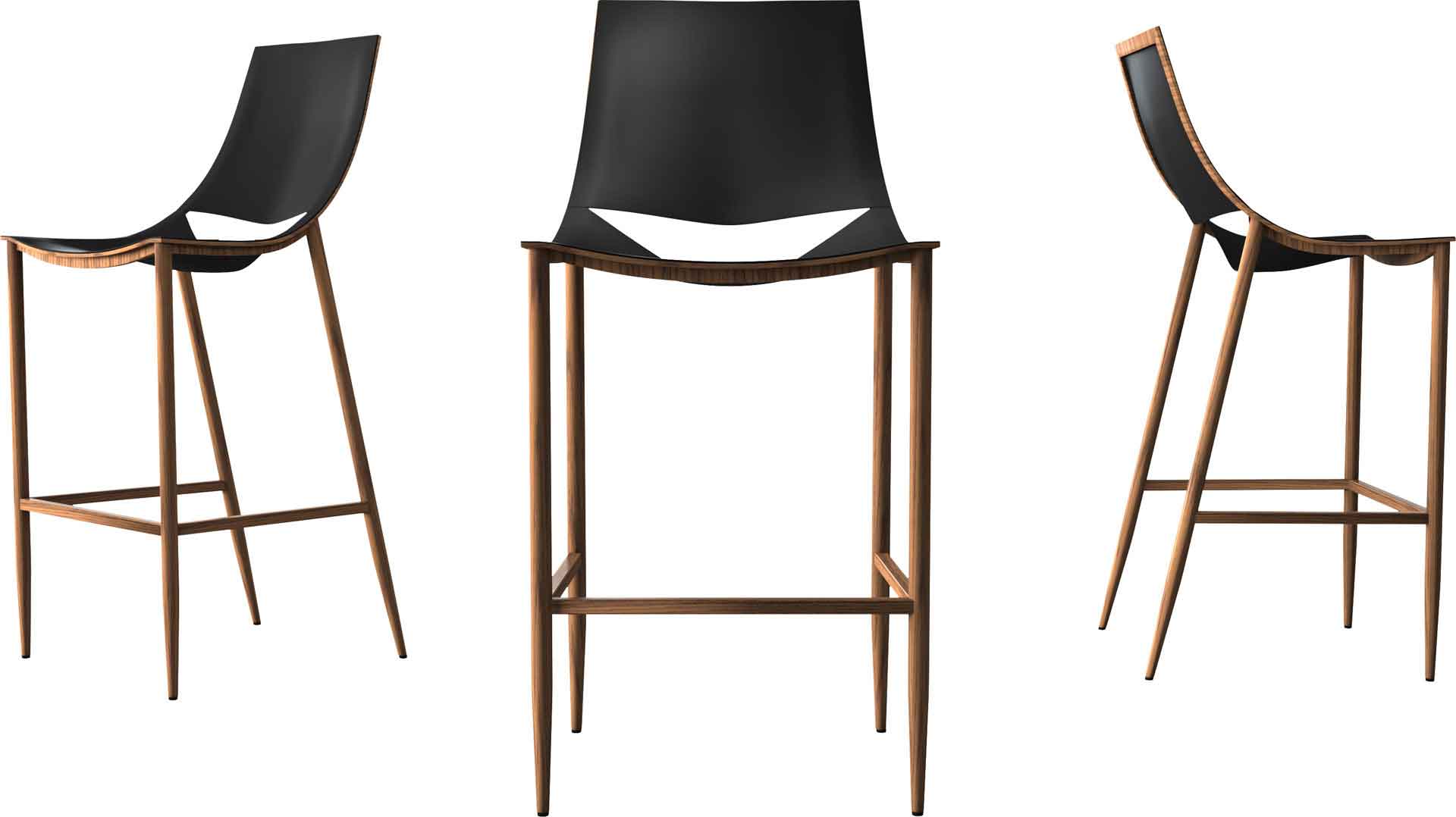 Sloane Bar Stool Black/Teak - Image 2