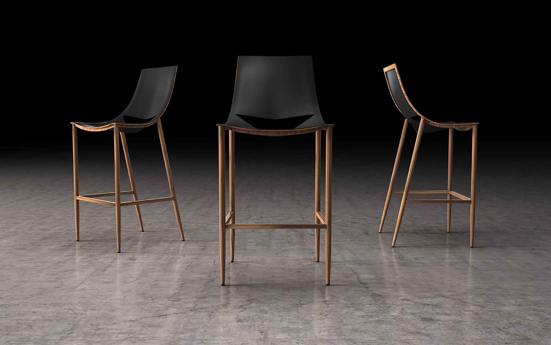 Sloane Bar Stool Black/Teak - Image 3