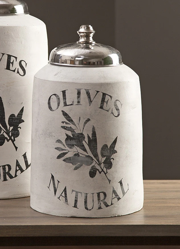 Small Olive Jar w/ Nickel Lid - Image 2