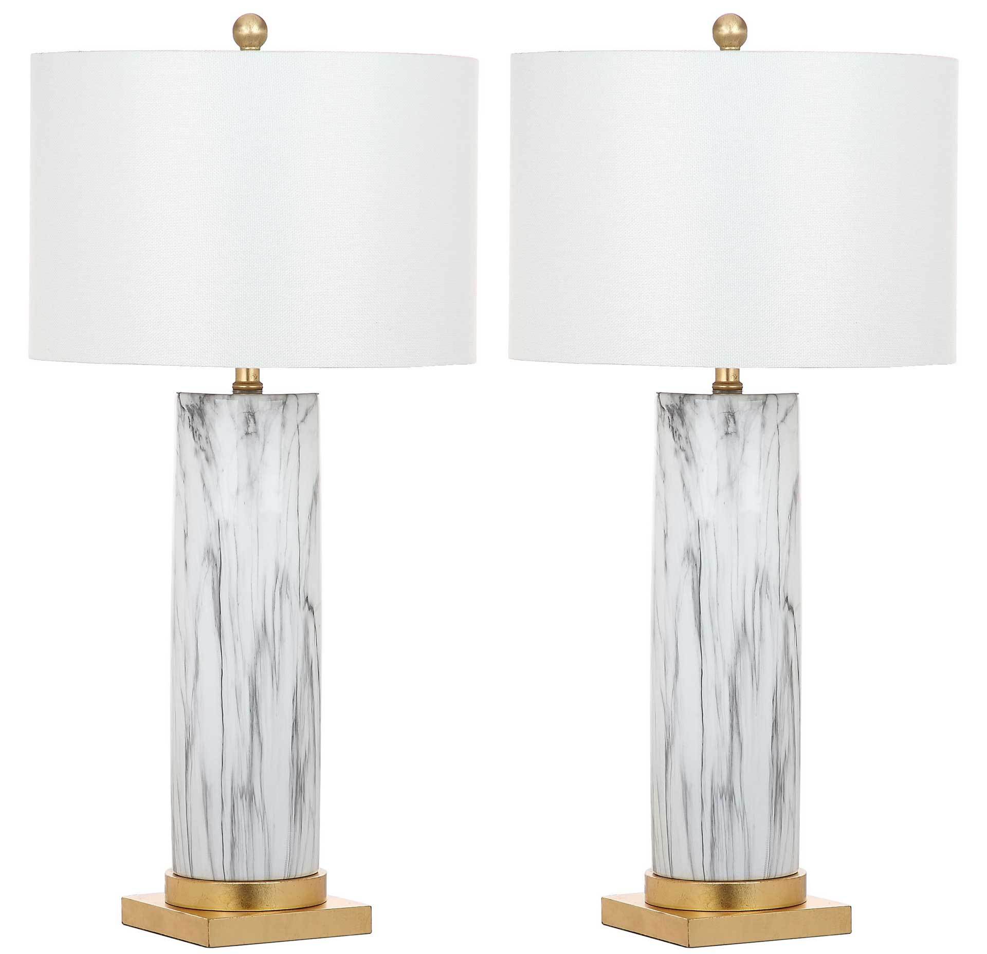 Sofia Faux Marble Table Lamp Black/White (Set of 2) - Image 3