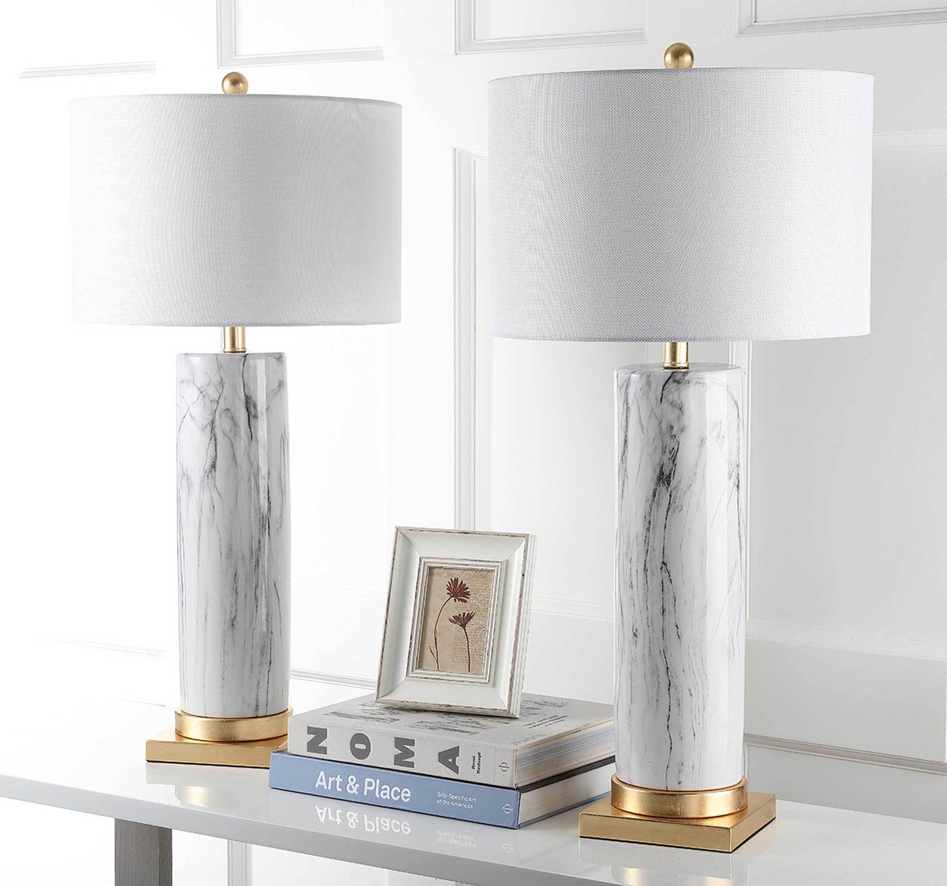 Sofia Faux Marble Table Lamp Black/White (Set of 2) - Image 4