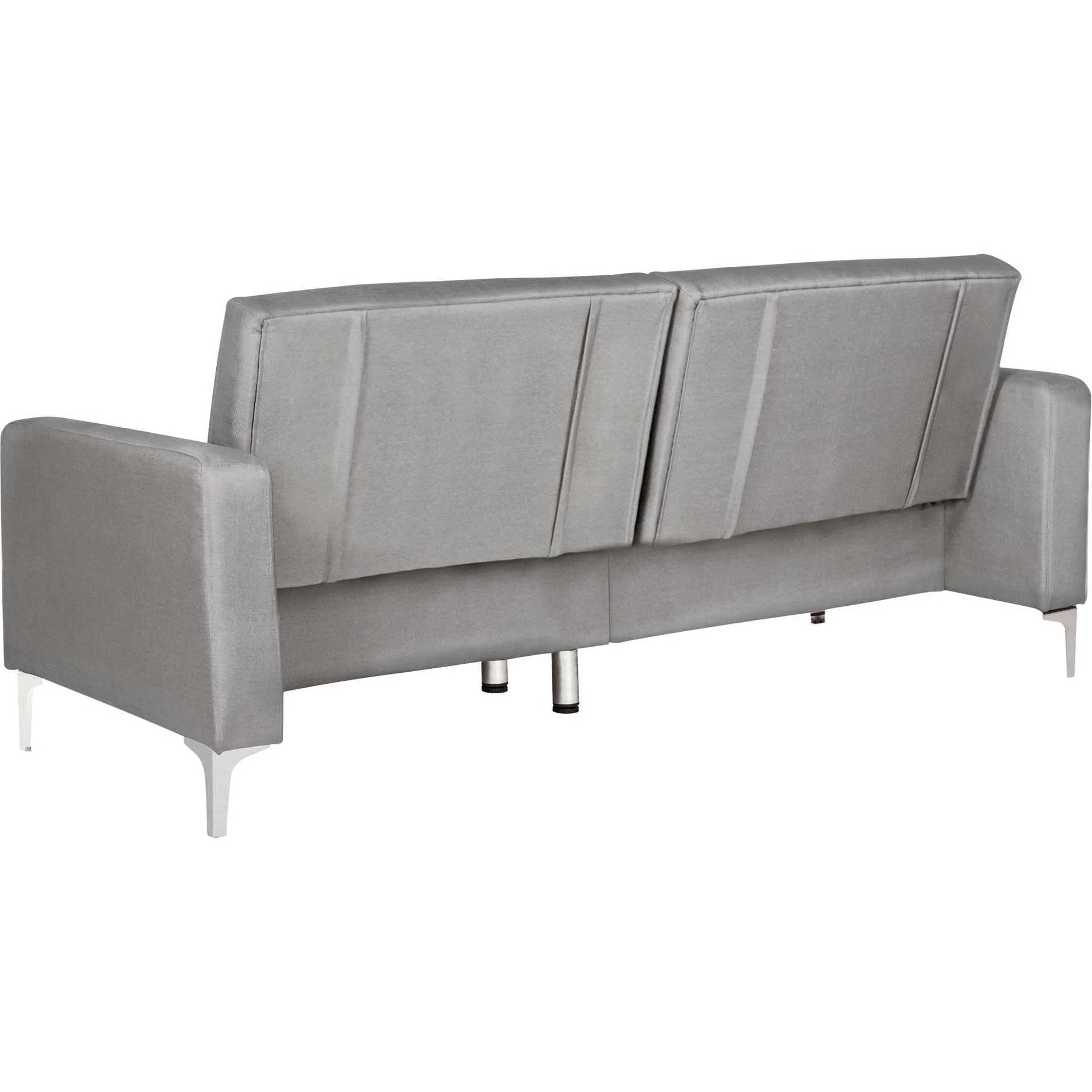 Solid Tufted Foldable Sofa Bed Gray/Silver - Image 3