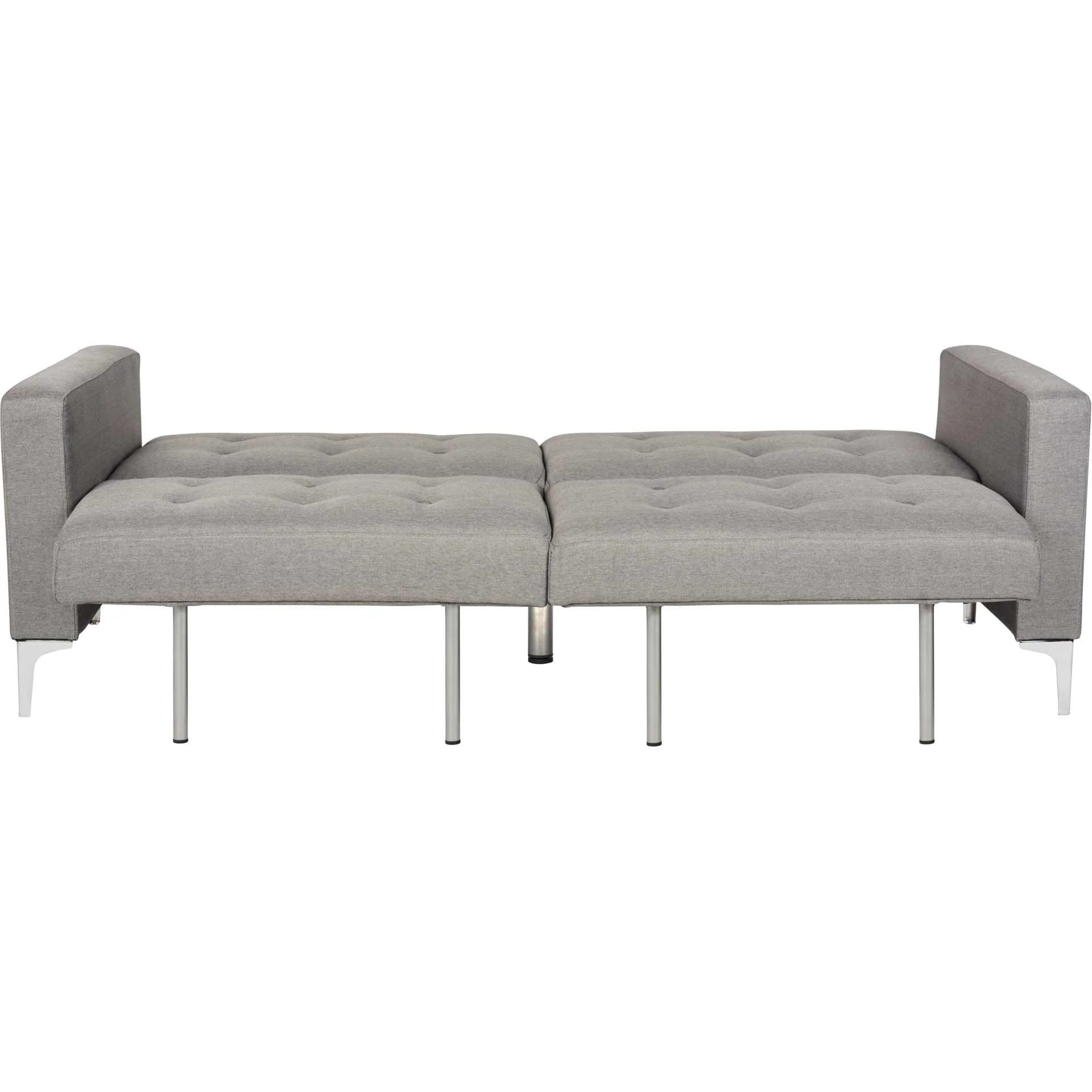 Solid Tufted Foldable Sofa Bed Gray/Silver - Image 4