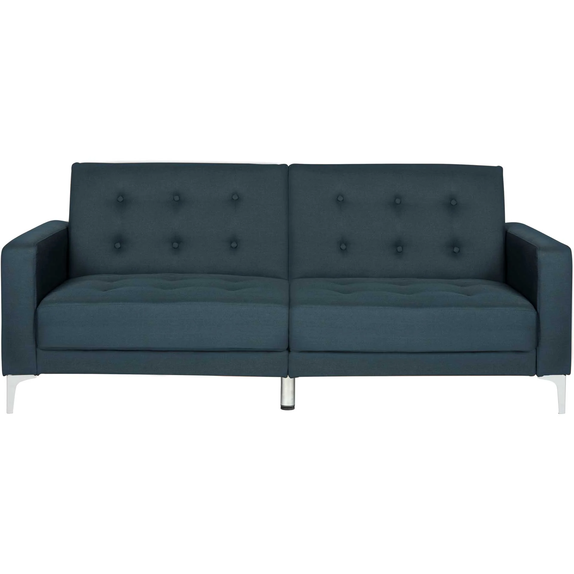 Solid Tufted Foldable Sofa Bed Navy/Silver - Image 2