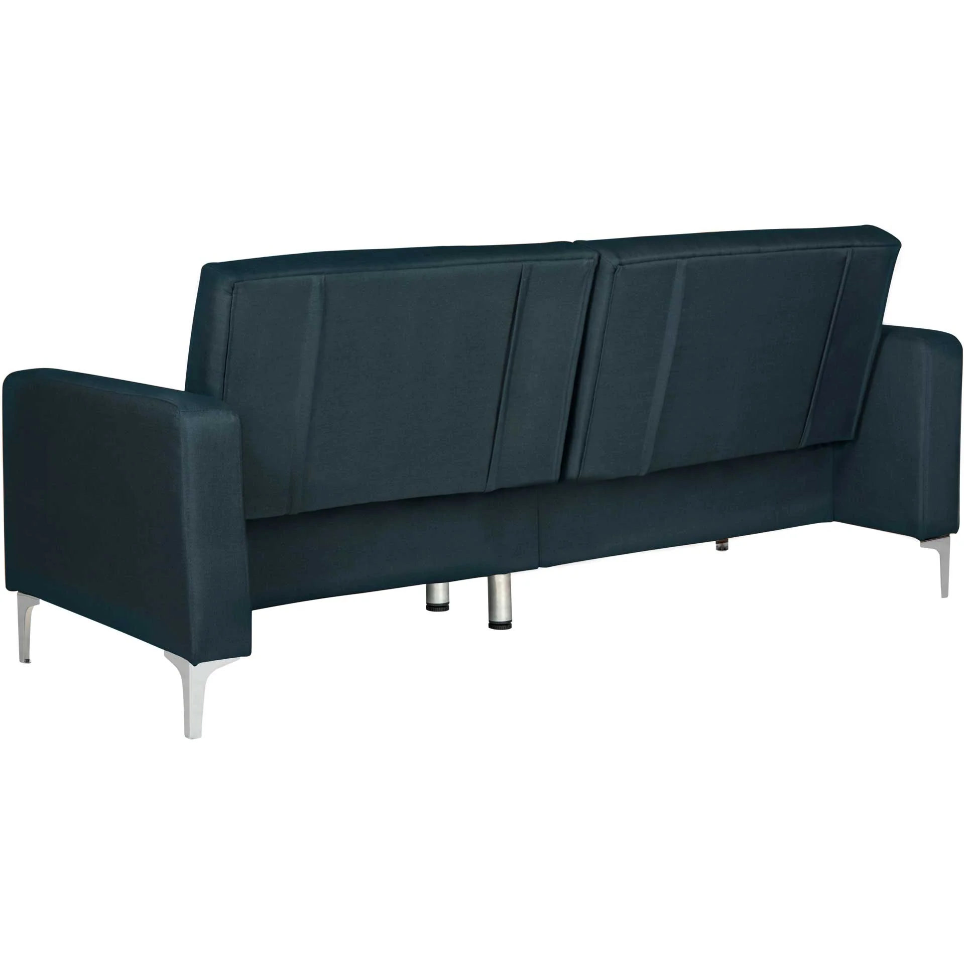 Solid Tufted Foldable Sofa Bed Navy/Silver - Image 3
