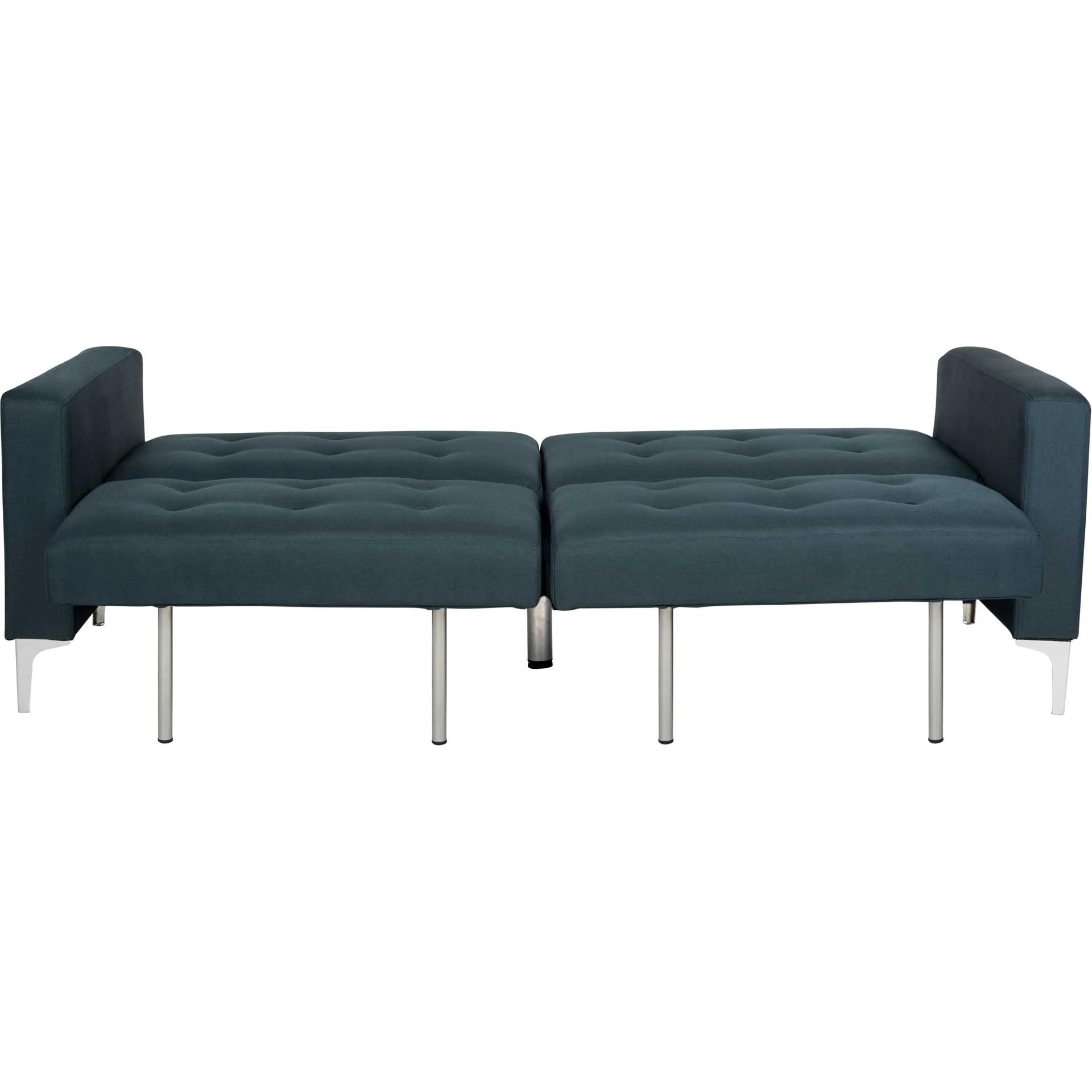 Solid Tufted Foldable Sofa Bed Navy/Silver - Image 4
