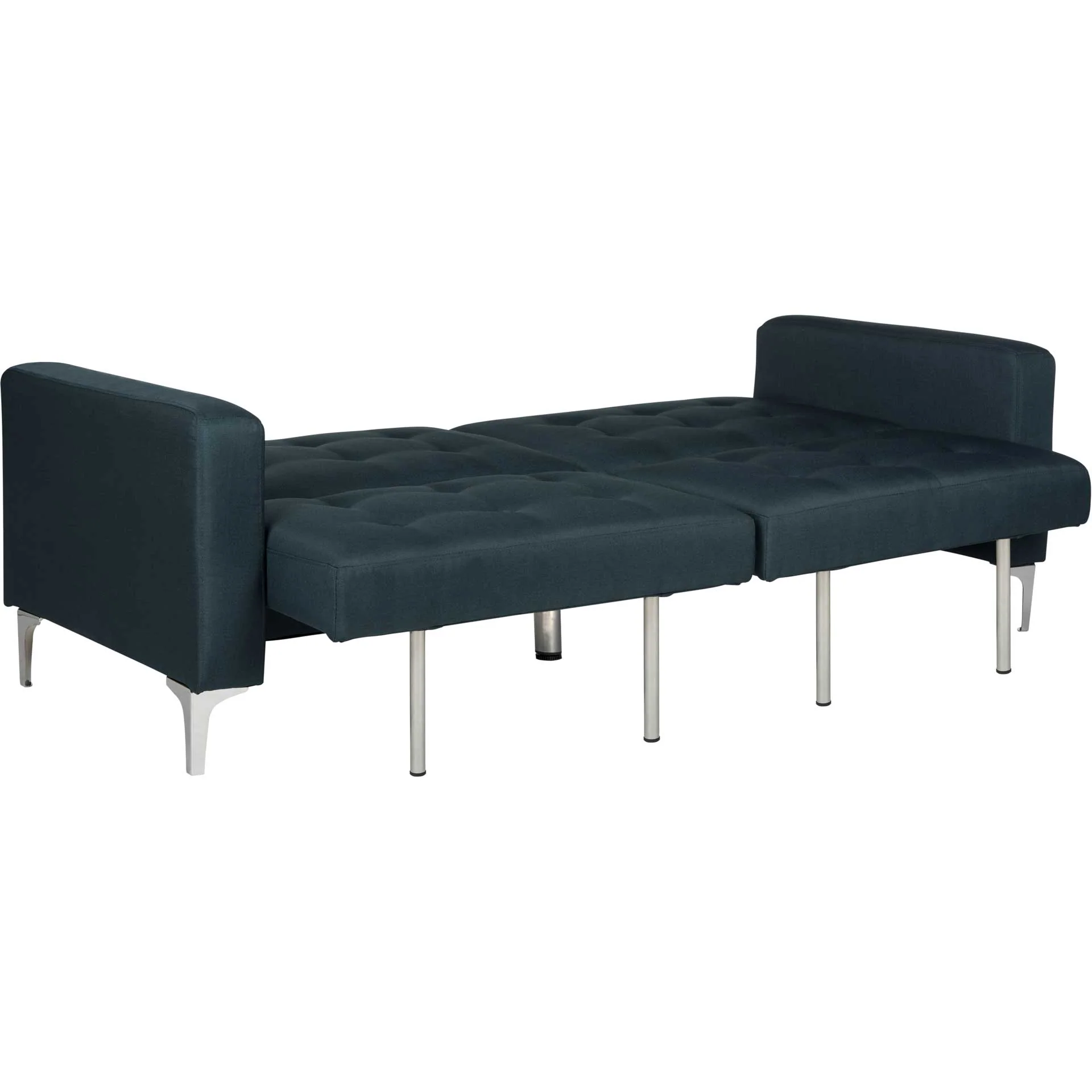 Solid Tufted Foldable Sofa Bed Navy/Silver - Image 5