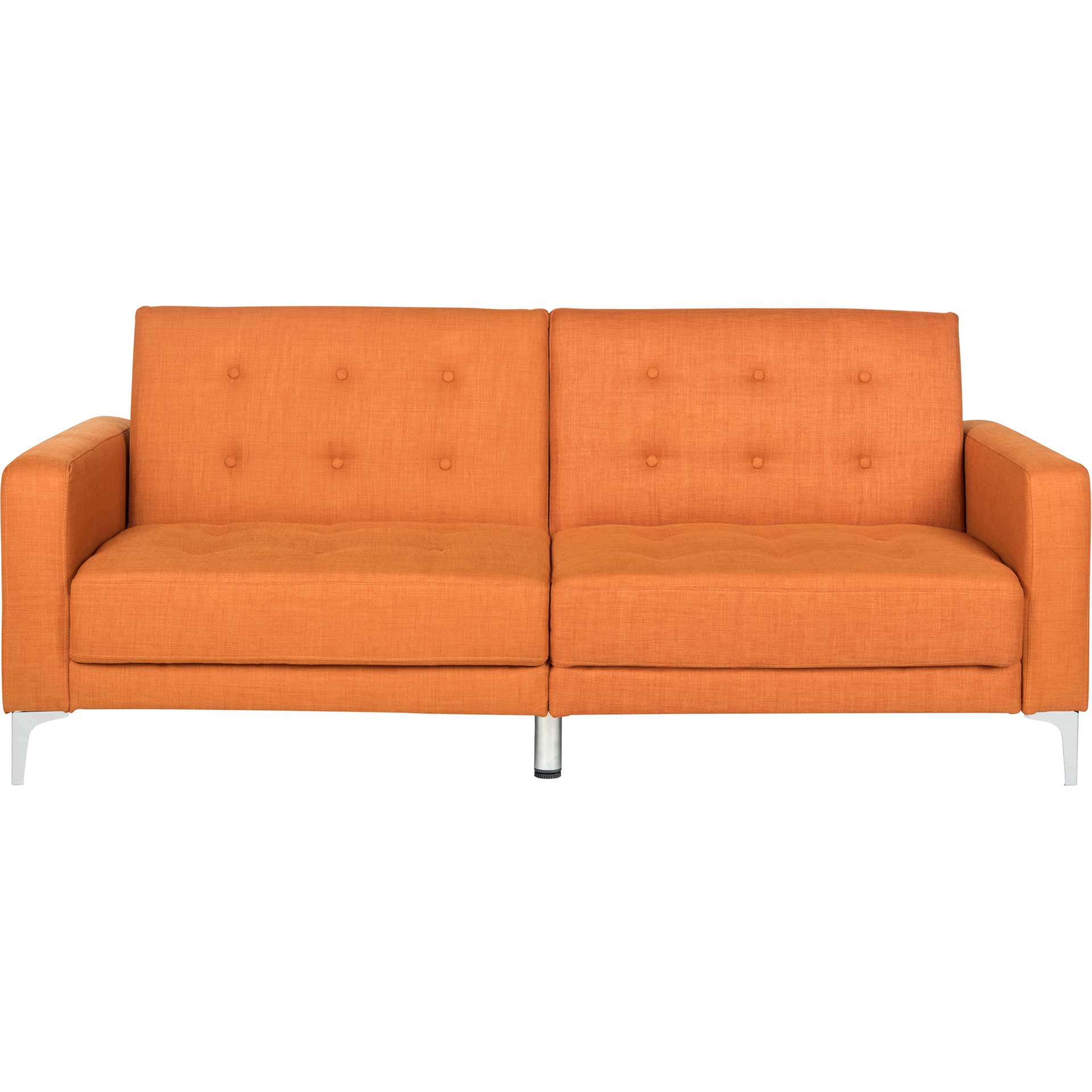 Solid Tufted Foldable Sofa Bed Orange/Silver - Image 2