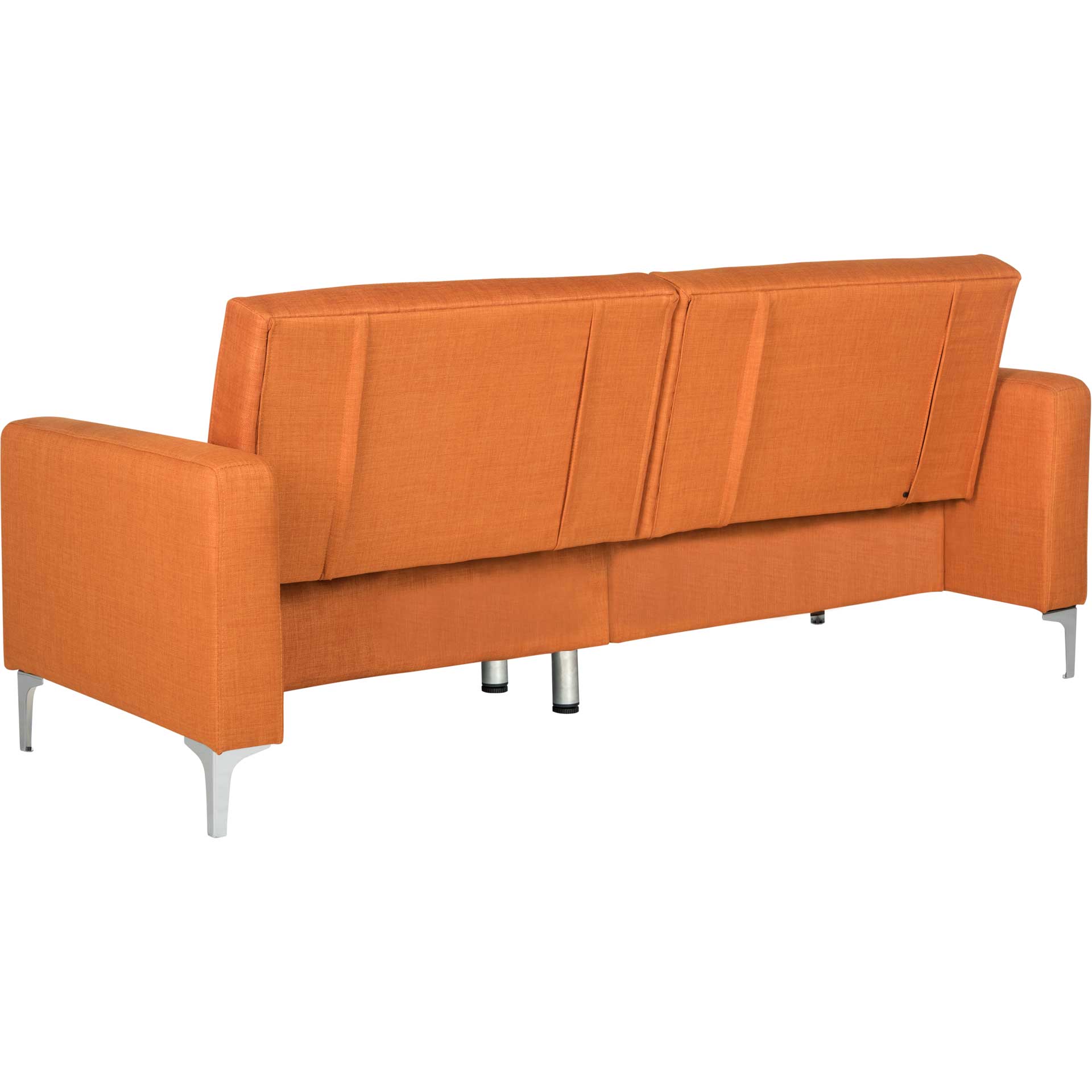 Solid Tufted Foldable Sofa Bed Orange/Silver - Image 3