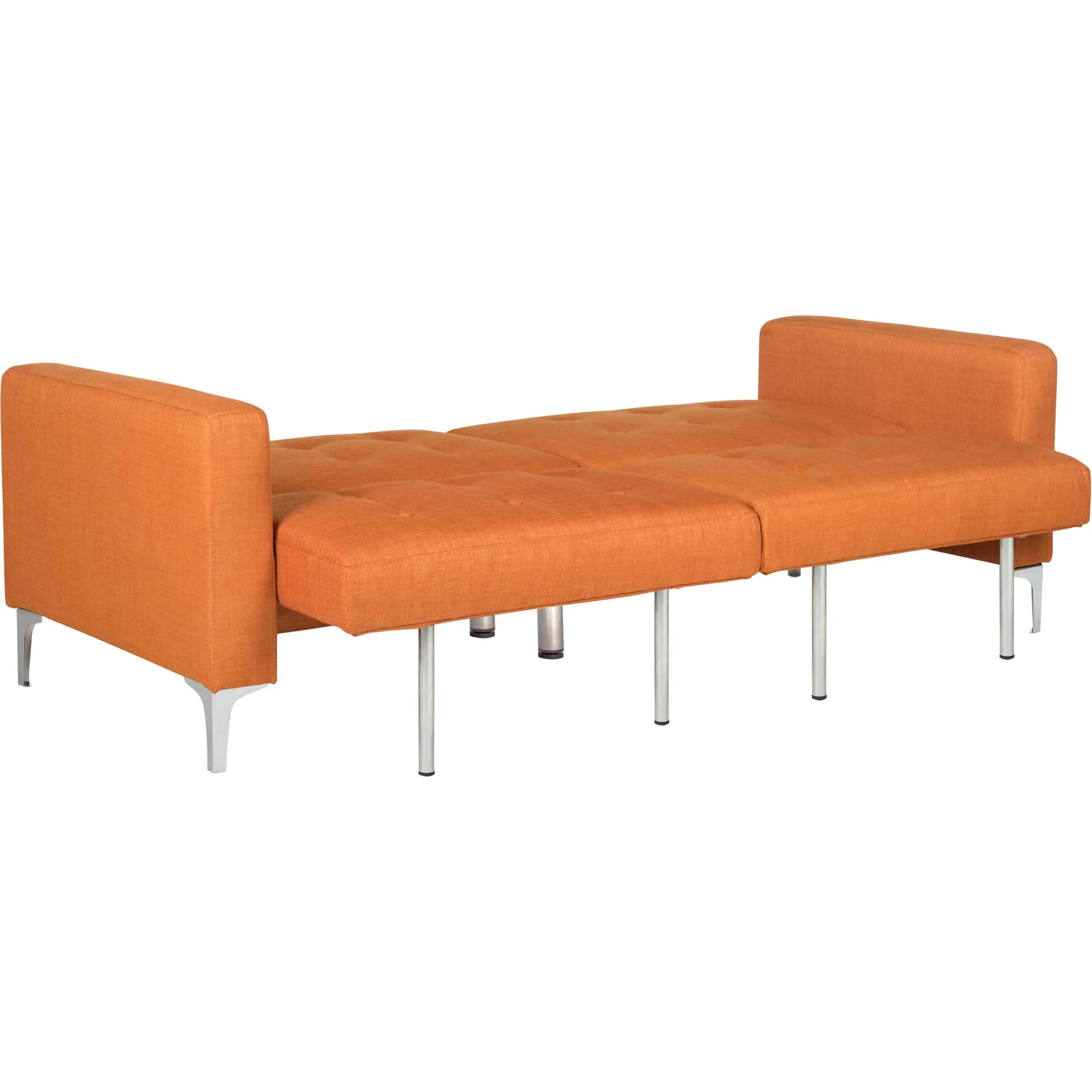 Solid Tufted Foldable Sofa Bed Orange/Silver - Image 4
