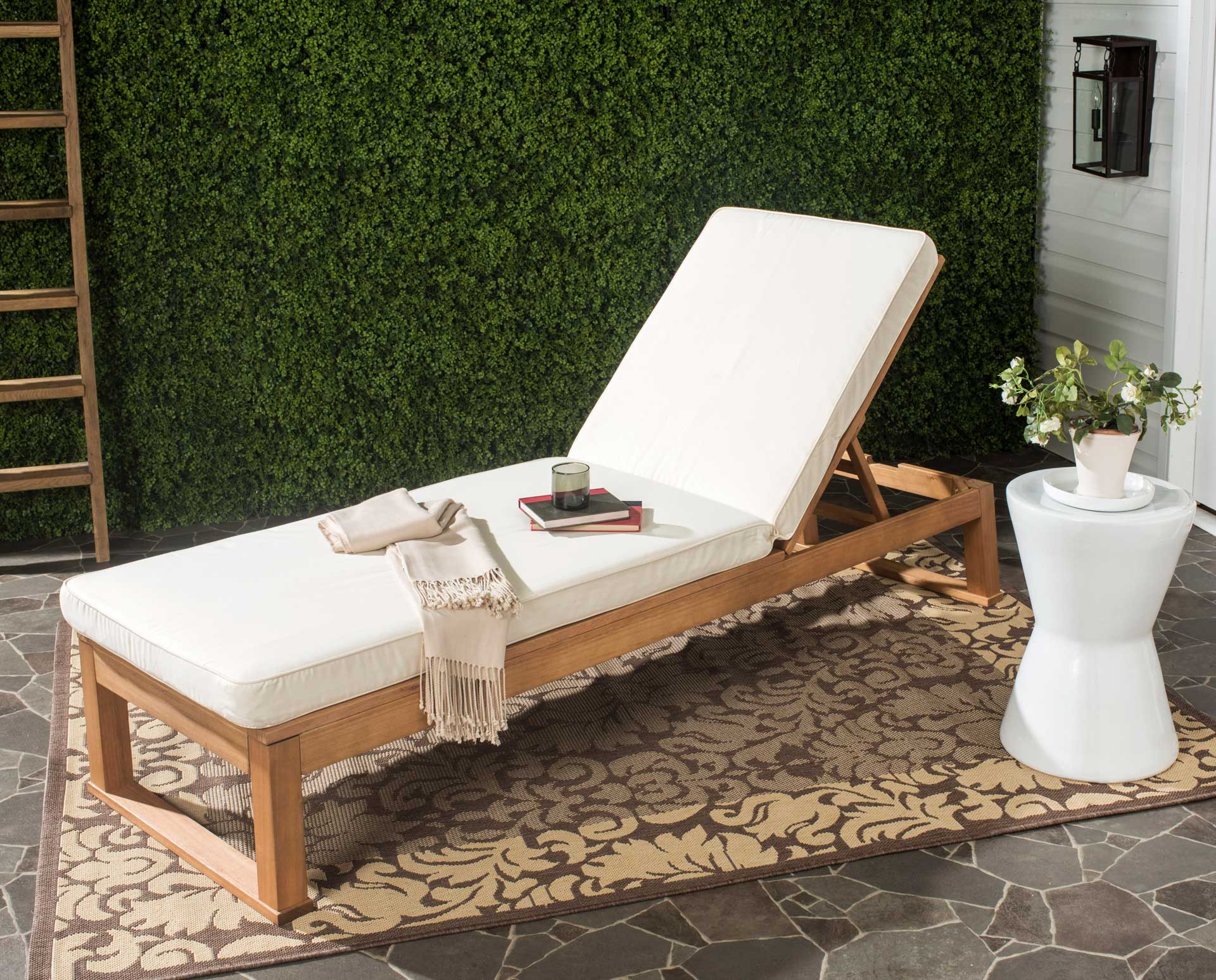 Solstice Sunlounger Teak Brown/Beige - Image 4