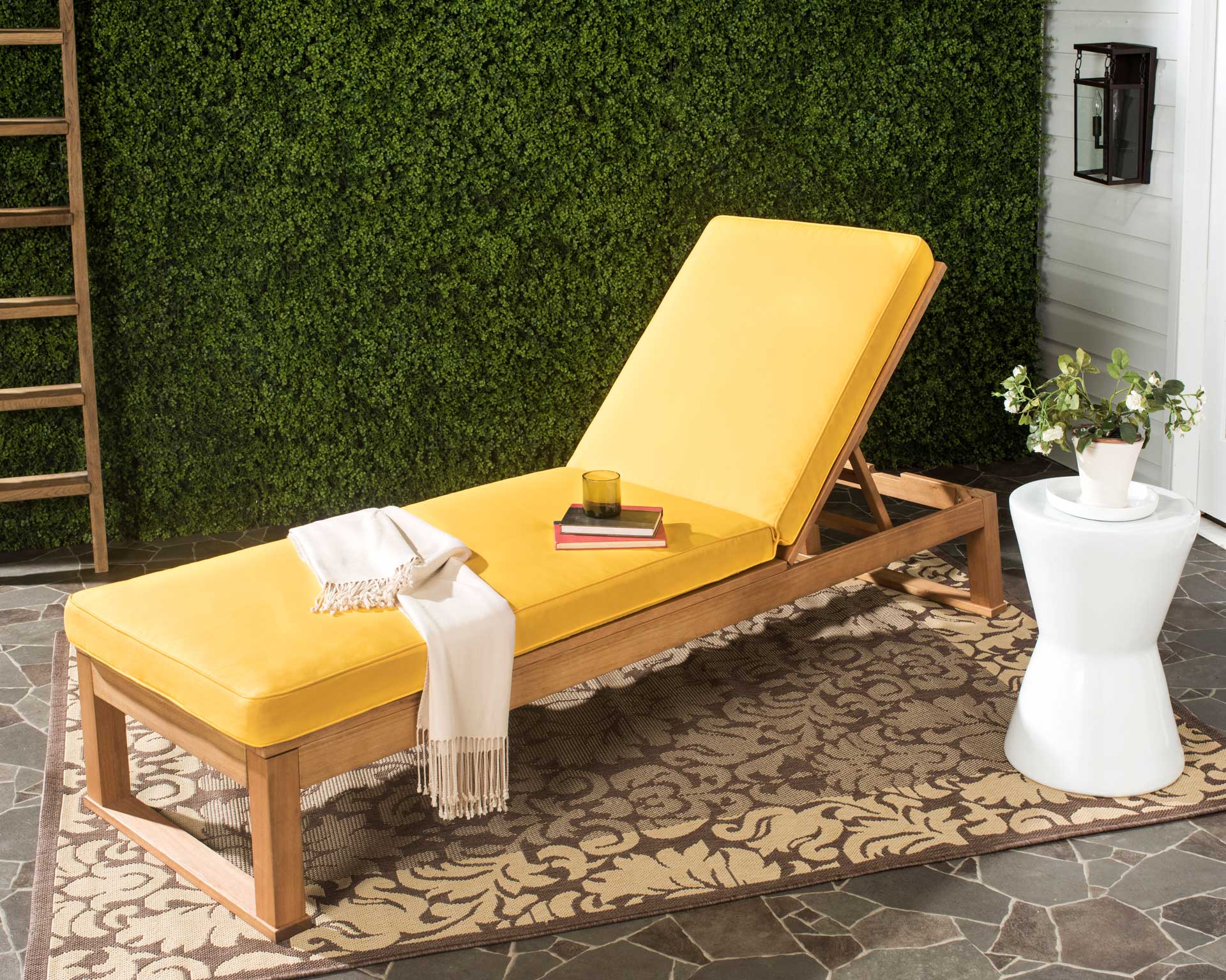Solstice Sunlounger Teak Brown/Yellow - Image 4