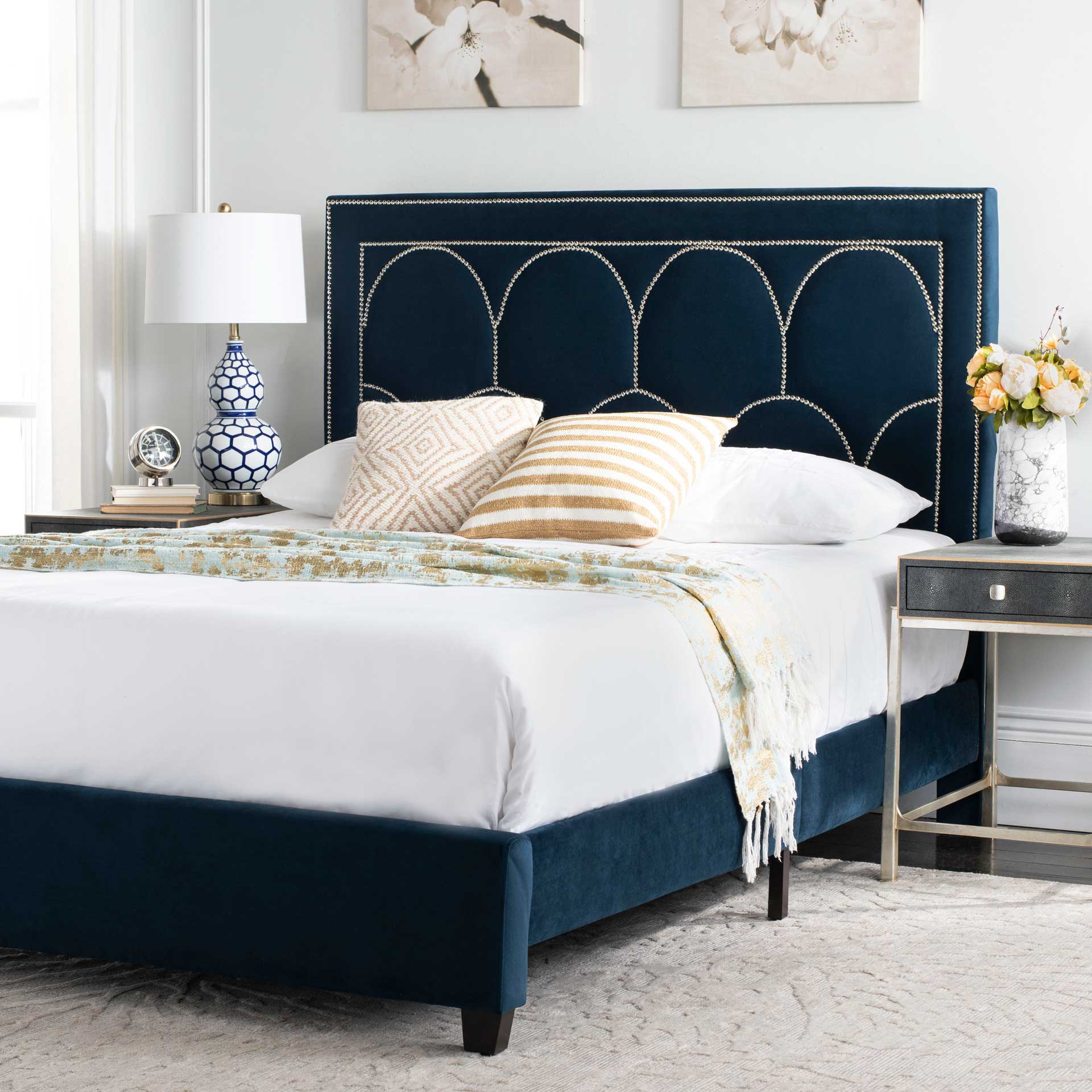Sonali Velvet Bed Navy - Image 6