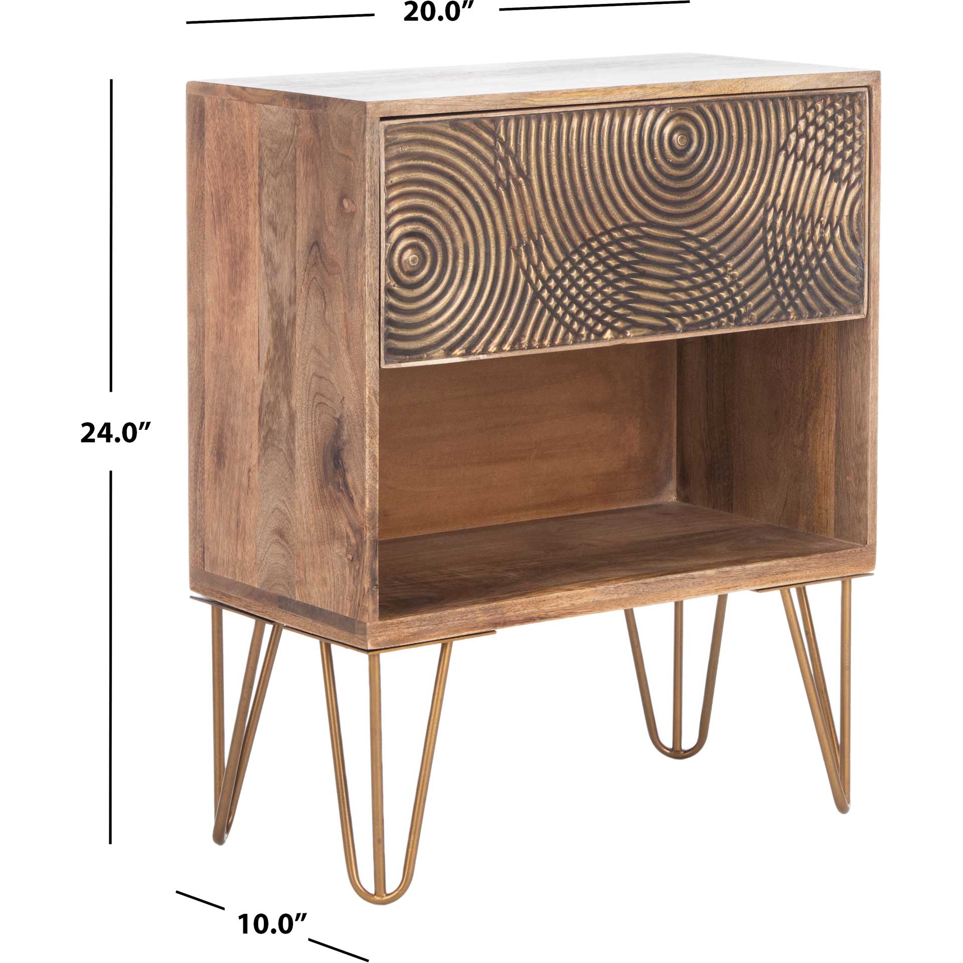 Sonoma 1 Drawer Textured Nightstand Natural/Brass - Image 10