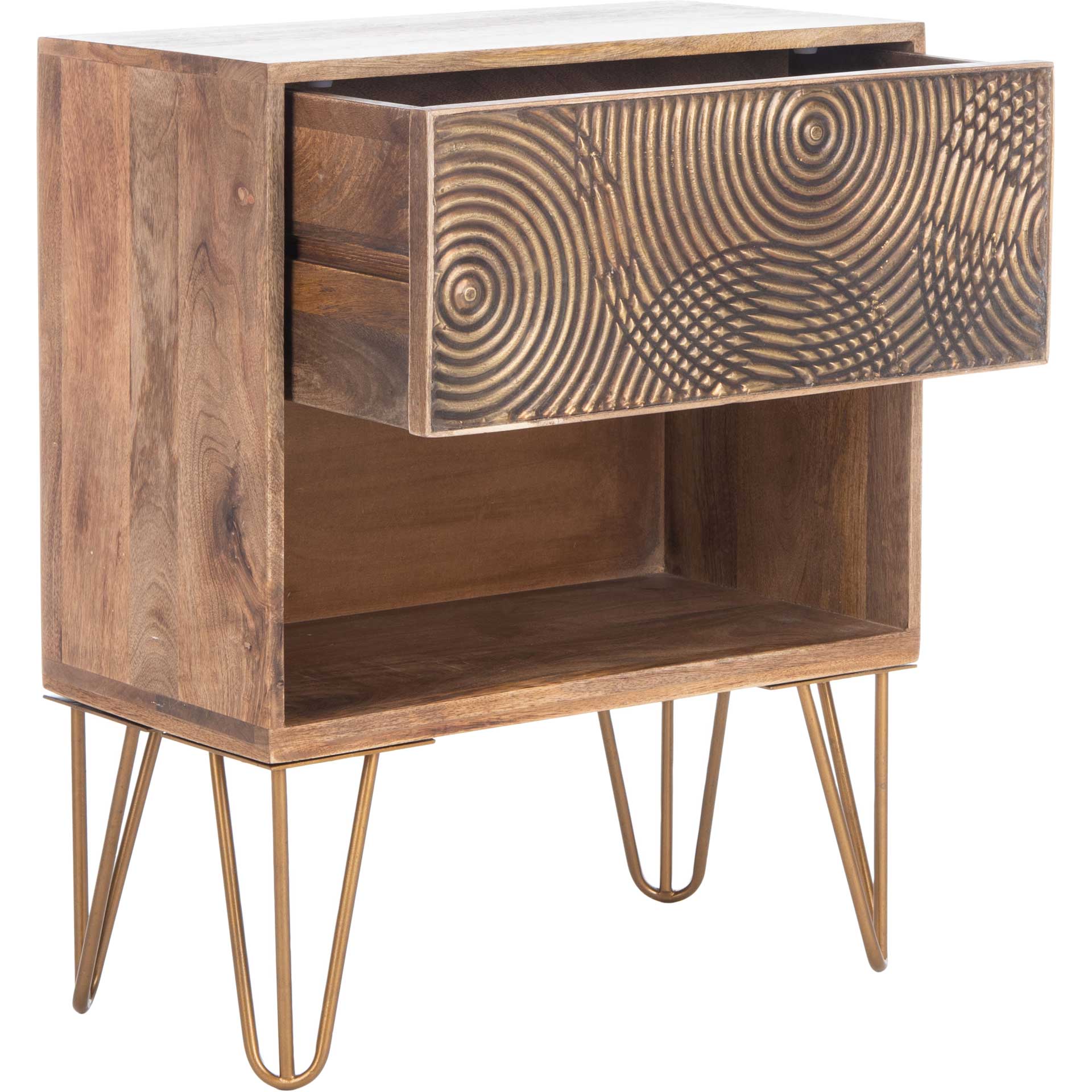 Sonoma 1 Drawer Textured Nightstand Natural/Brass - Image 5