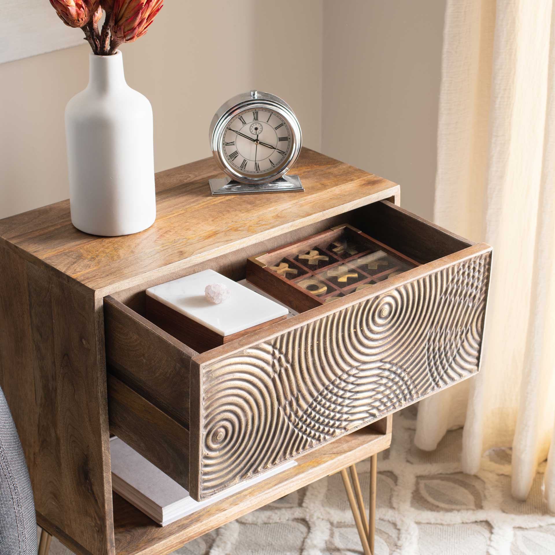 Sonoma 1 Drawer Textured Nightstand Natural/Brass - Image 7