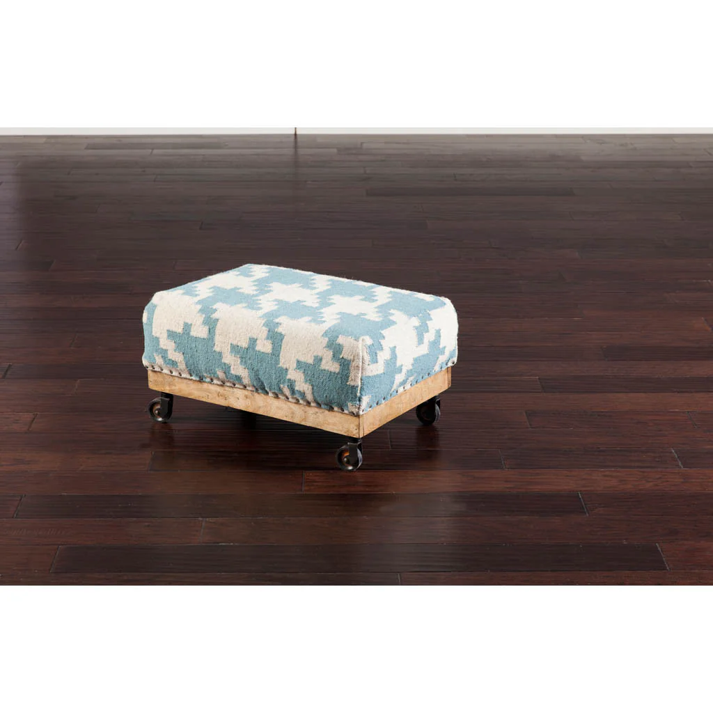 Sonoma Ivory/Teal Ottoman - Image 2
