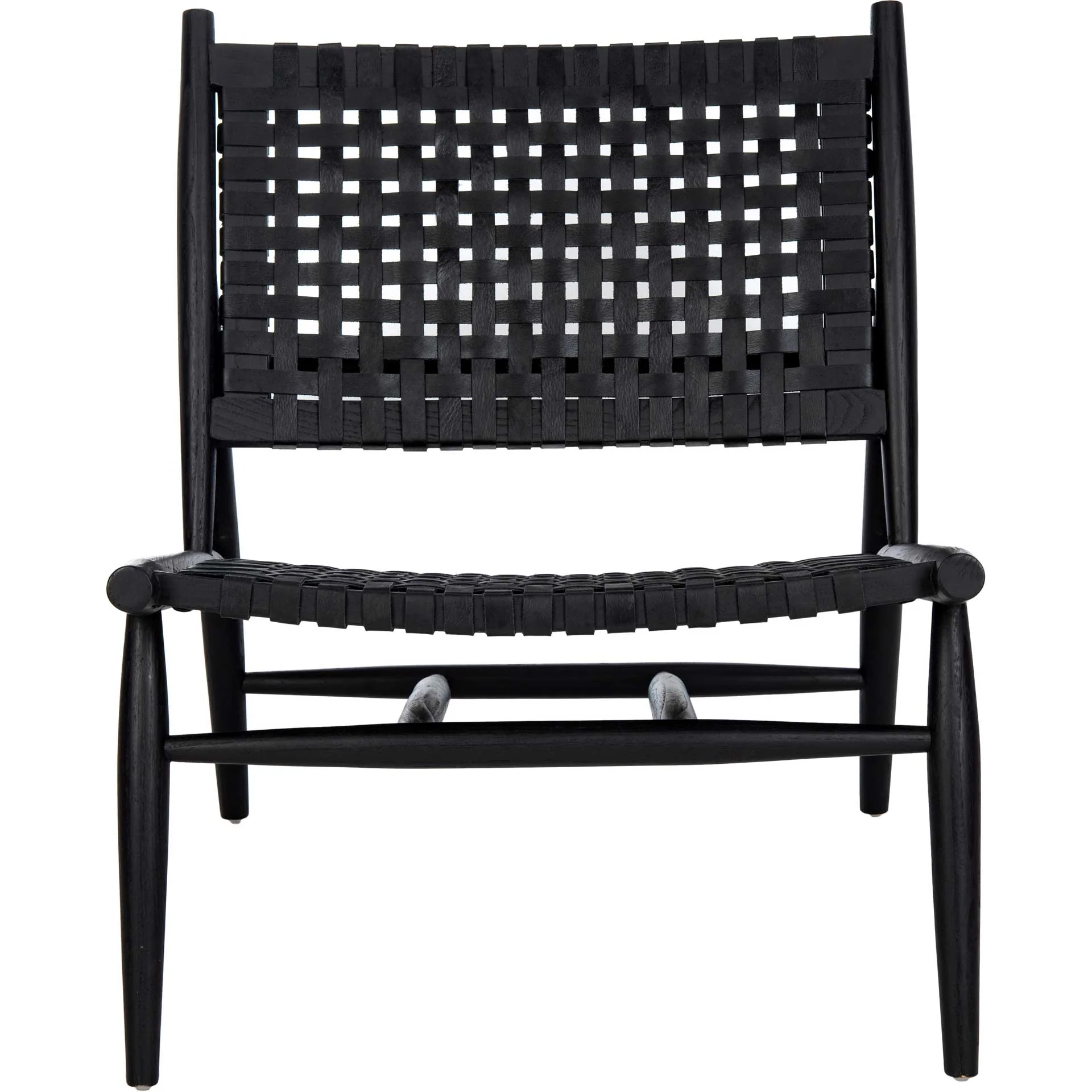 Sophie Leather Woven Accent Chair Black - Image 2
