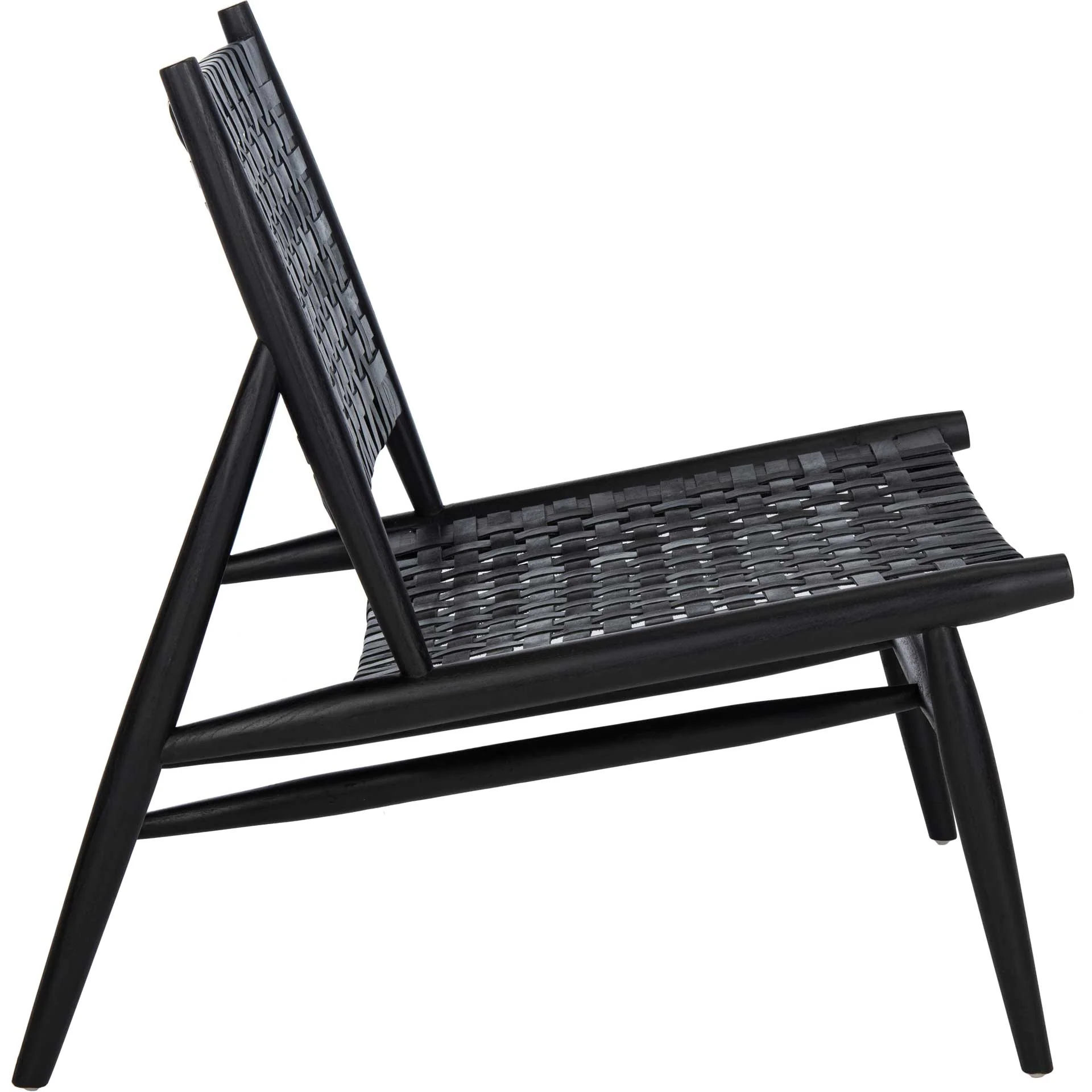 Sophie Leather Woven Accent Chair Black - Image 3
