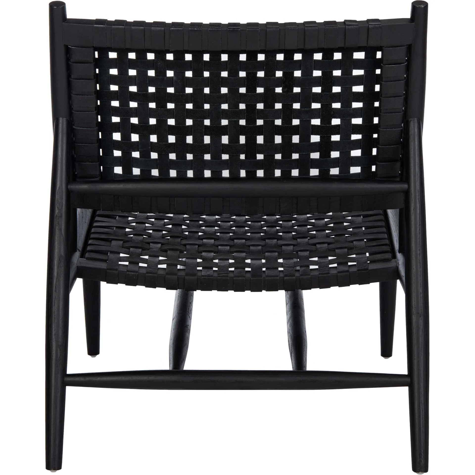 Sophie Leather Woven Accent Chair Black - Image 4