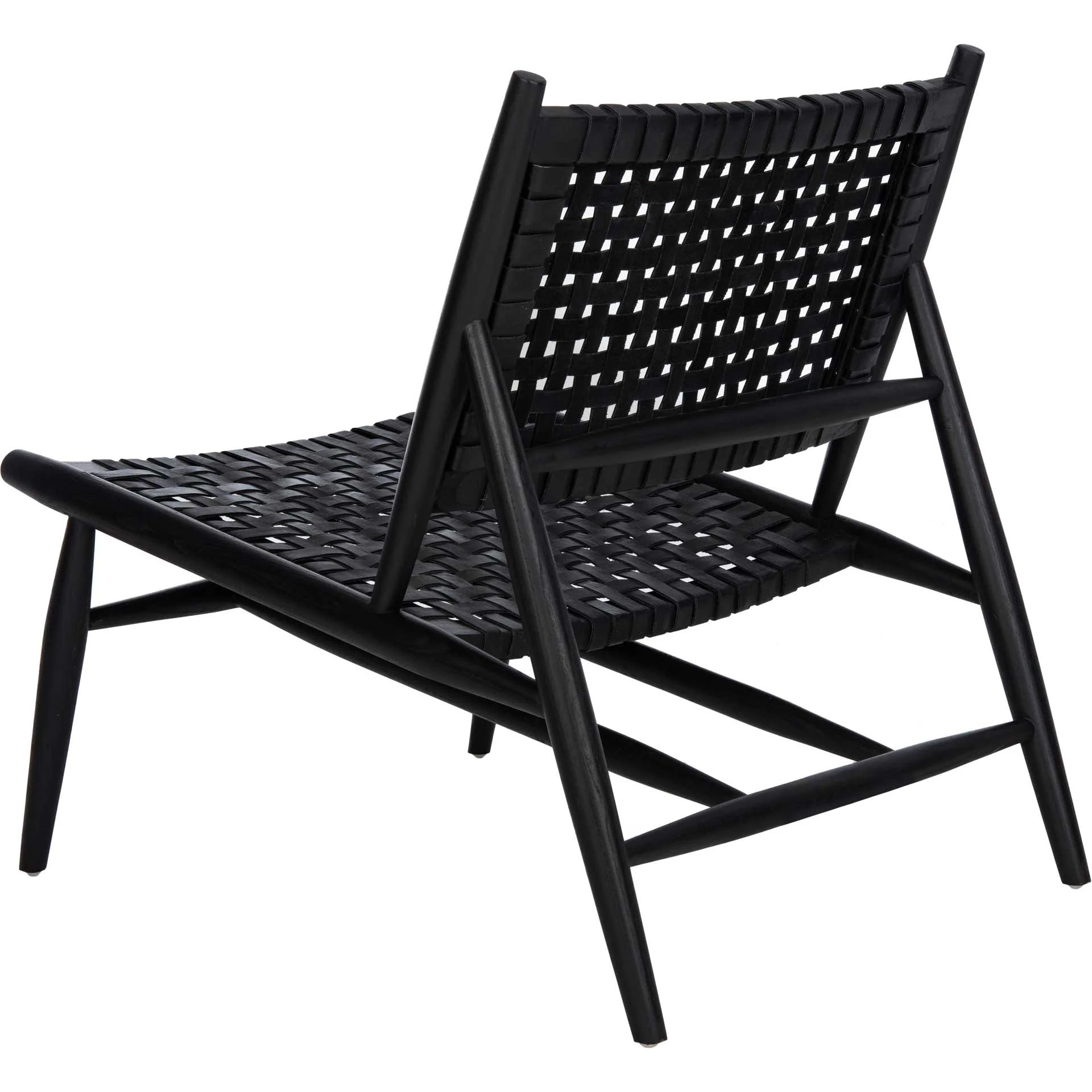 Sophie Leather Woven Accent Chair Black - Image 5