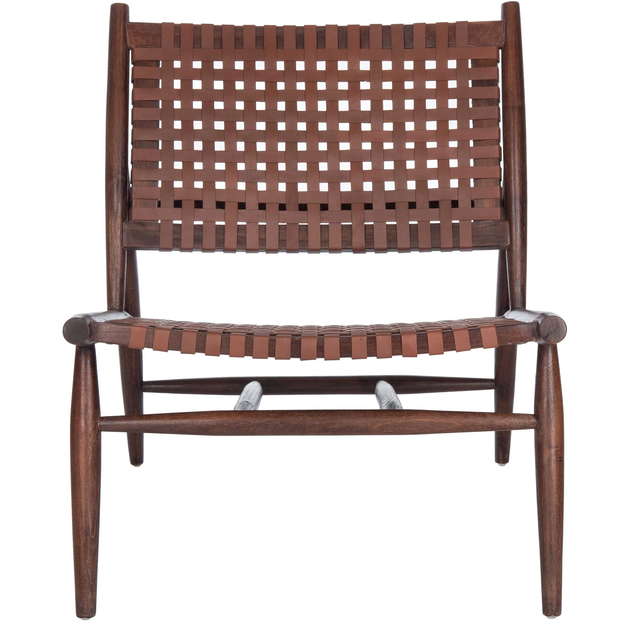 Sophie Leather Woven Accent Chair Cognac/Brown - Image 2