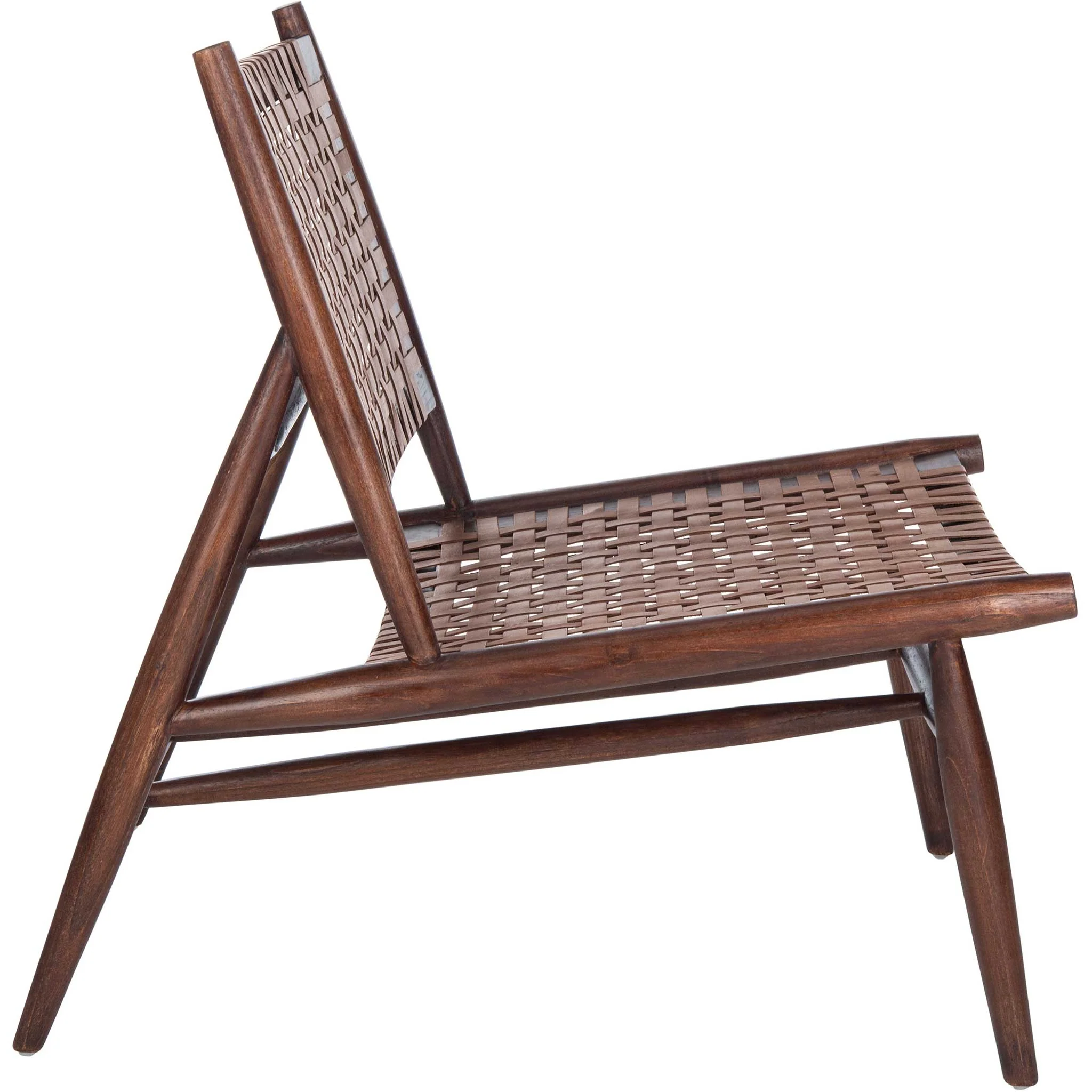 Sophie Leather Woven Accent Chair Cognac/Brown - Image 3