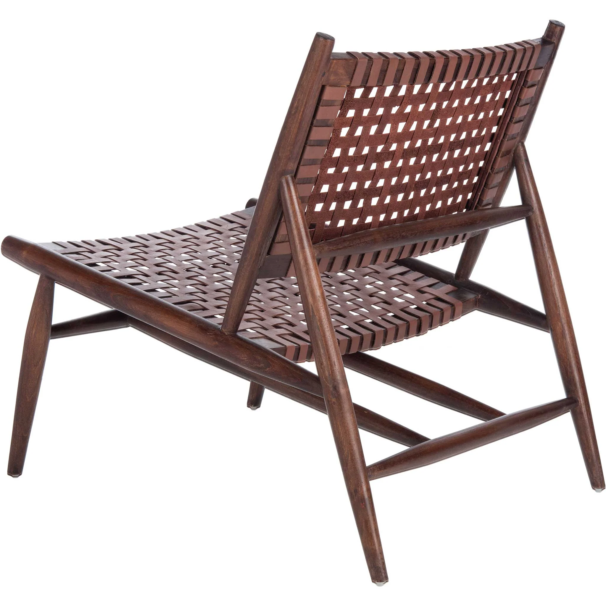Sophie Leather Woven Accent Chair Cognac/Brown - Image 4