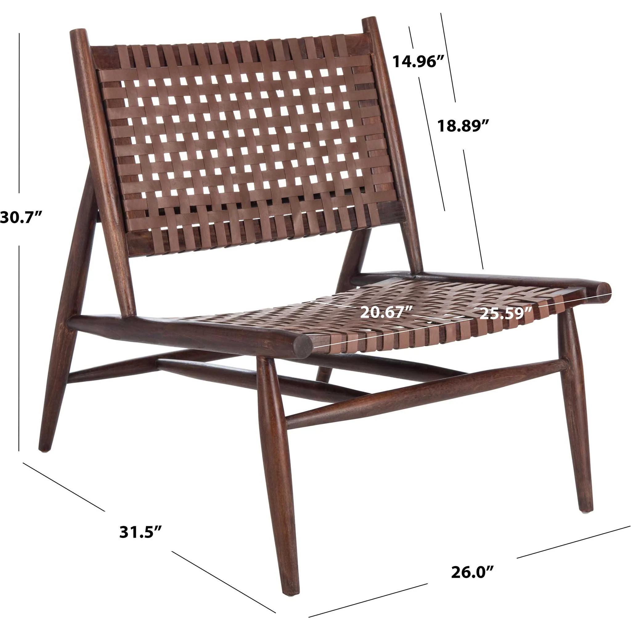 Sophie Leather Woven Accent Chair Cognac/Brown - Image 7
