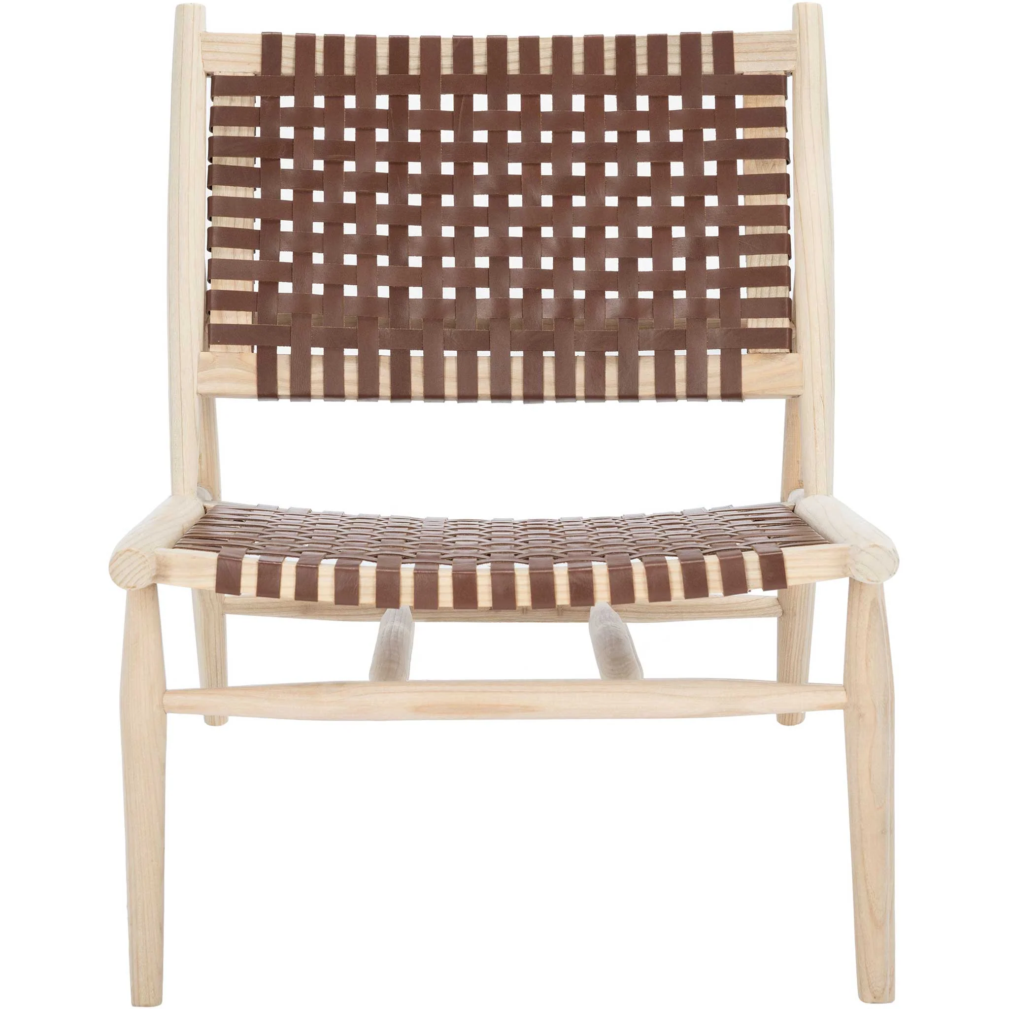 Sophie Leather Woven Accent Chair Cognac/Natural - Image 2
