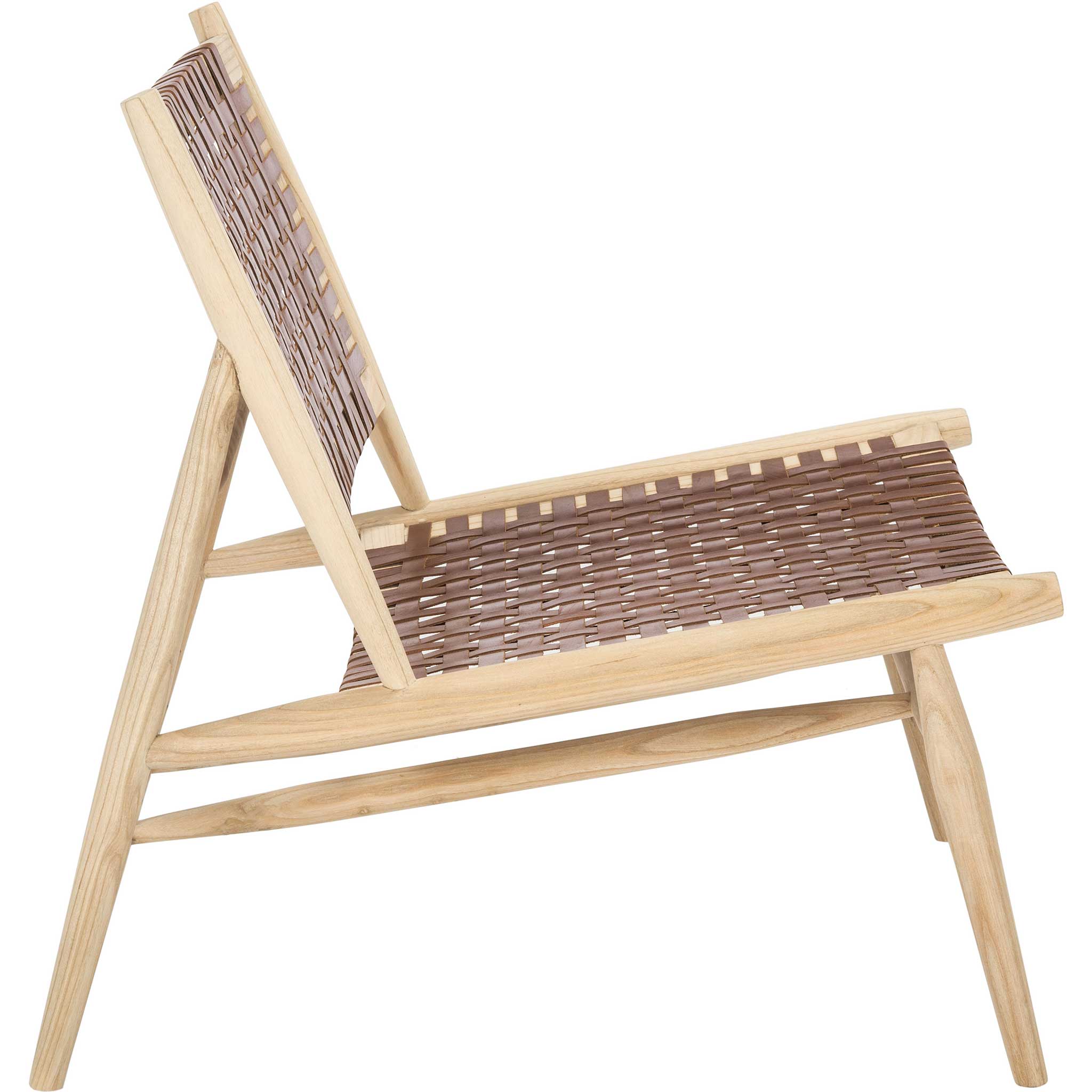 Sophie Leather Woven Accent Chair Cognac/Natural - Image 3