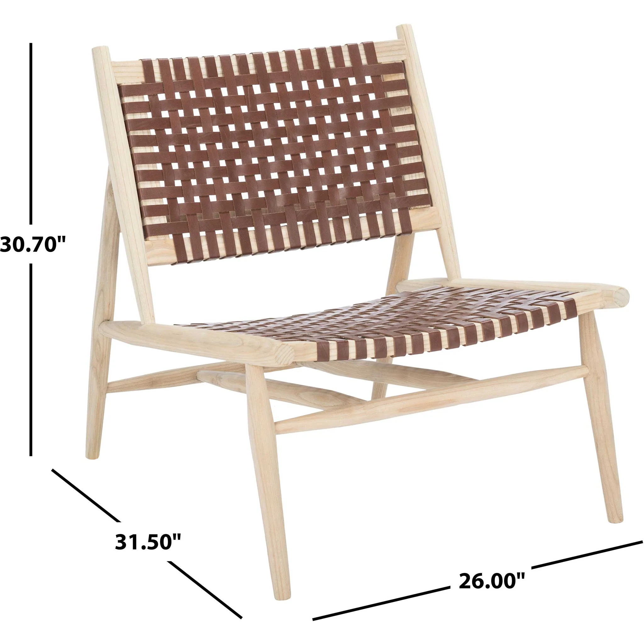 Sophie Leather Woven Accent Chair Cognac/Natural - Image 7