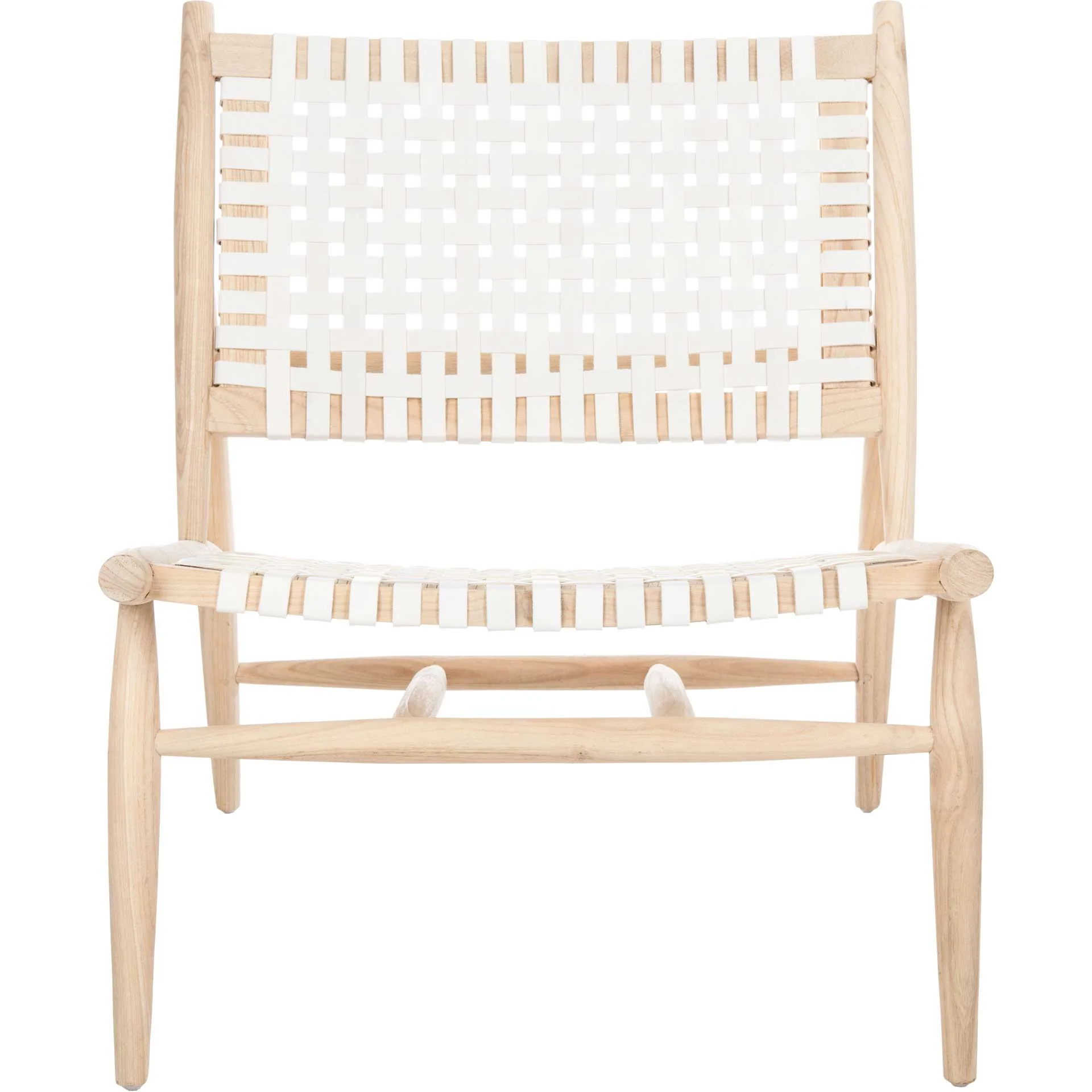 Sophie Leather Woven Accent Chair White/Natural - Image 2